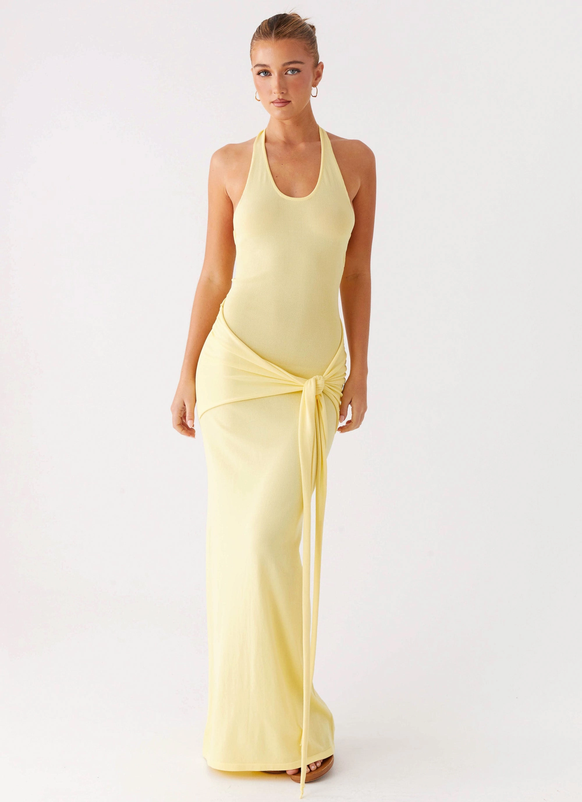 Subtle Edge Stay Cool Pina Colada Knit Maxi Dress - Yellow