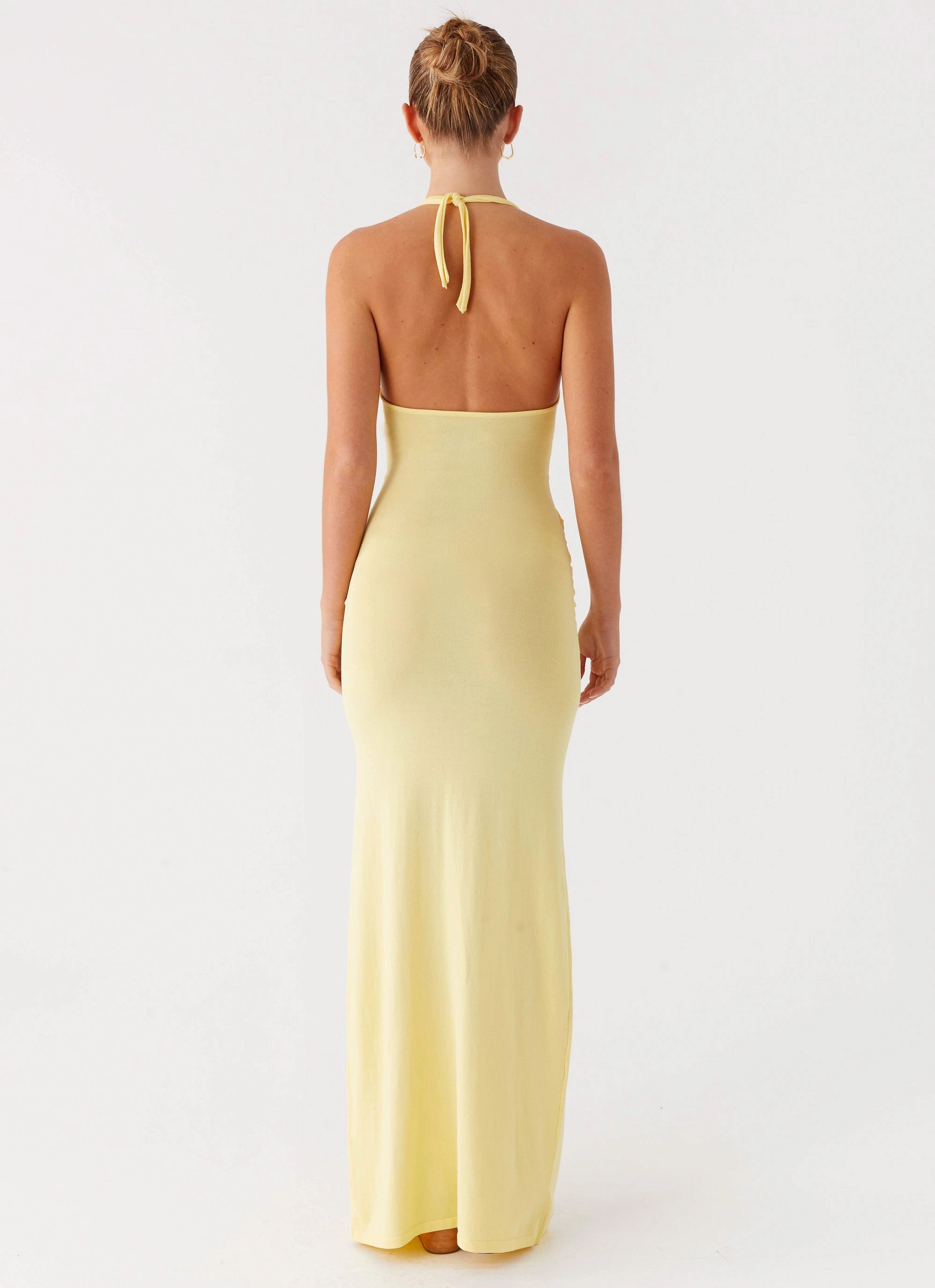 Pina Colada Knit Maxi Dress - Yellow Machine-washable Lightweight warm-weather dress