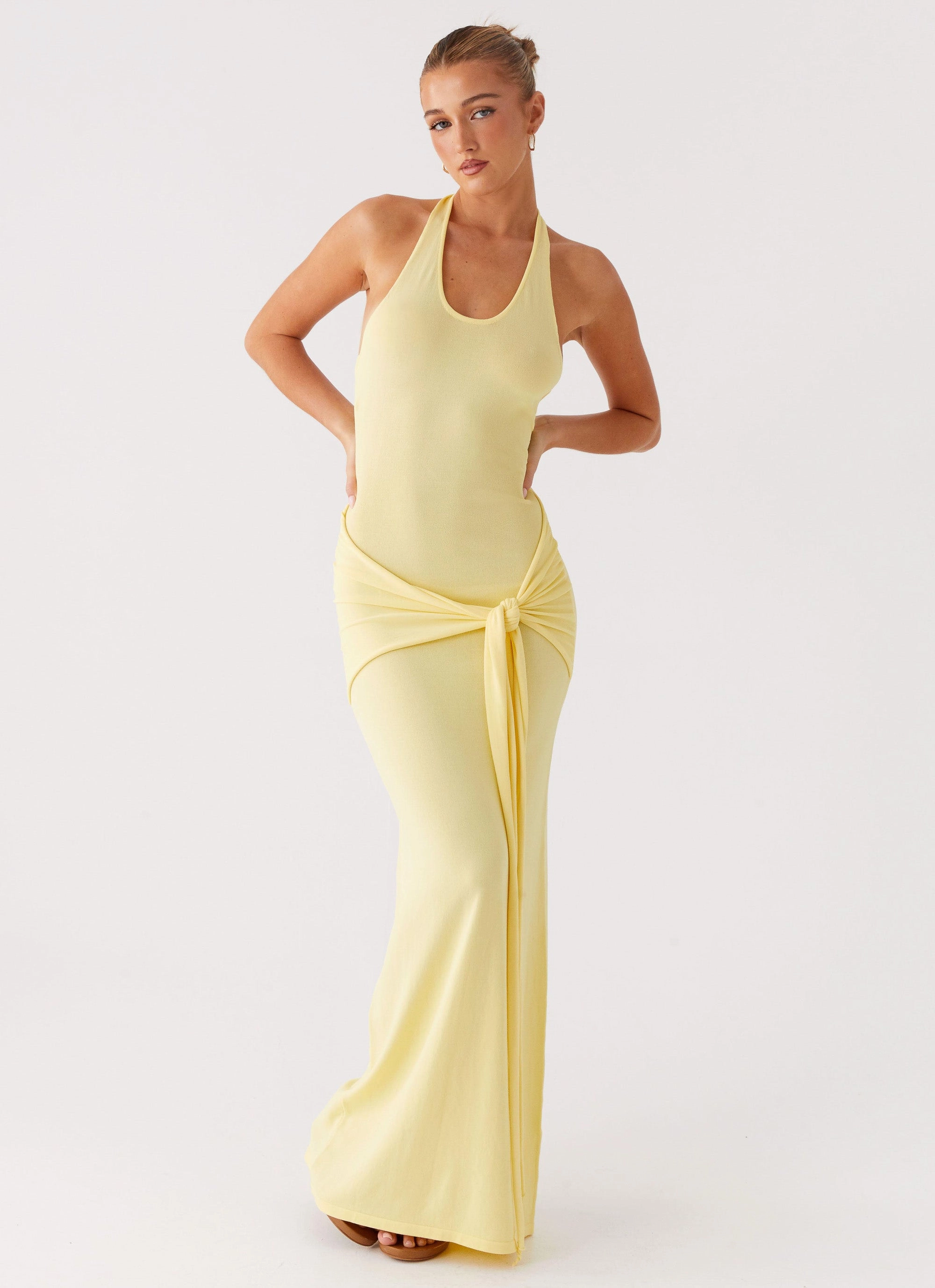 Smart Silhouette Polite Vibe Pina Colada Knit Maxi Dress - Yellow