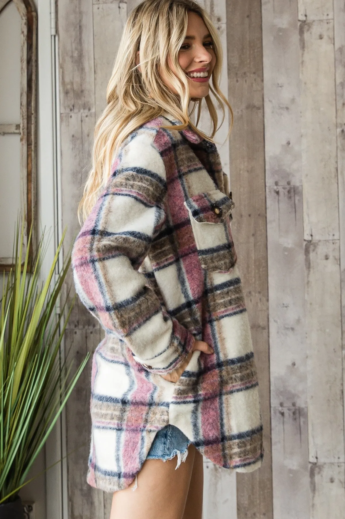 Pink flannel jacket * on sale *