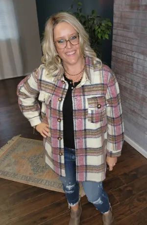 Pink flannel jacket * on sale *