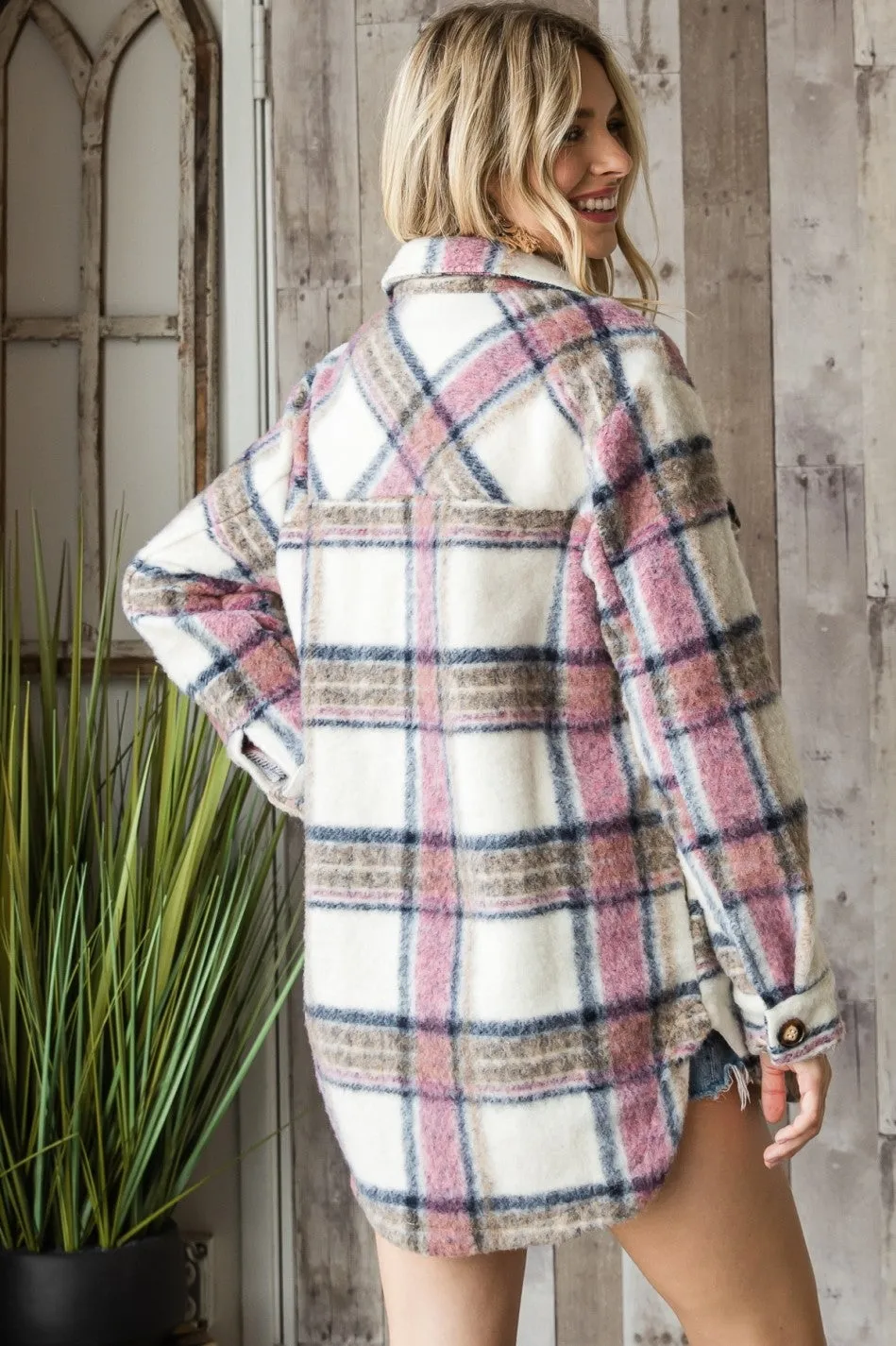 Pink flannel jacket * on sale *