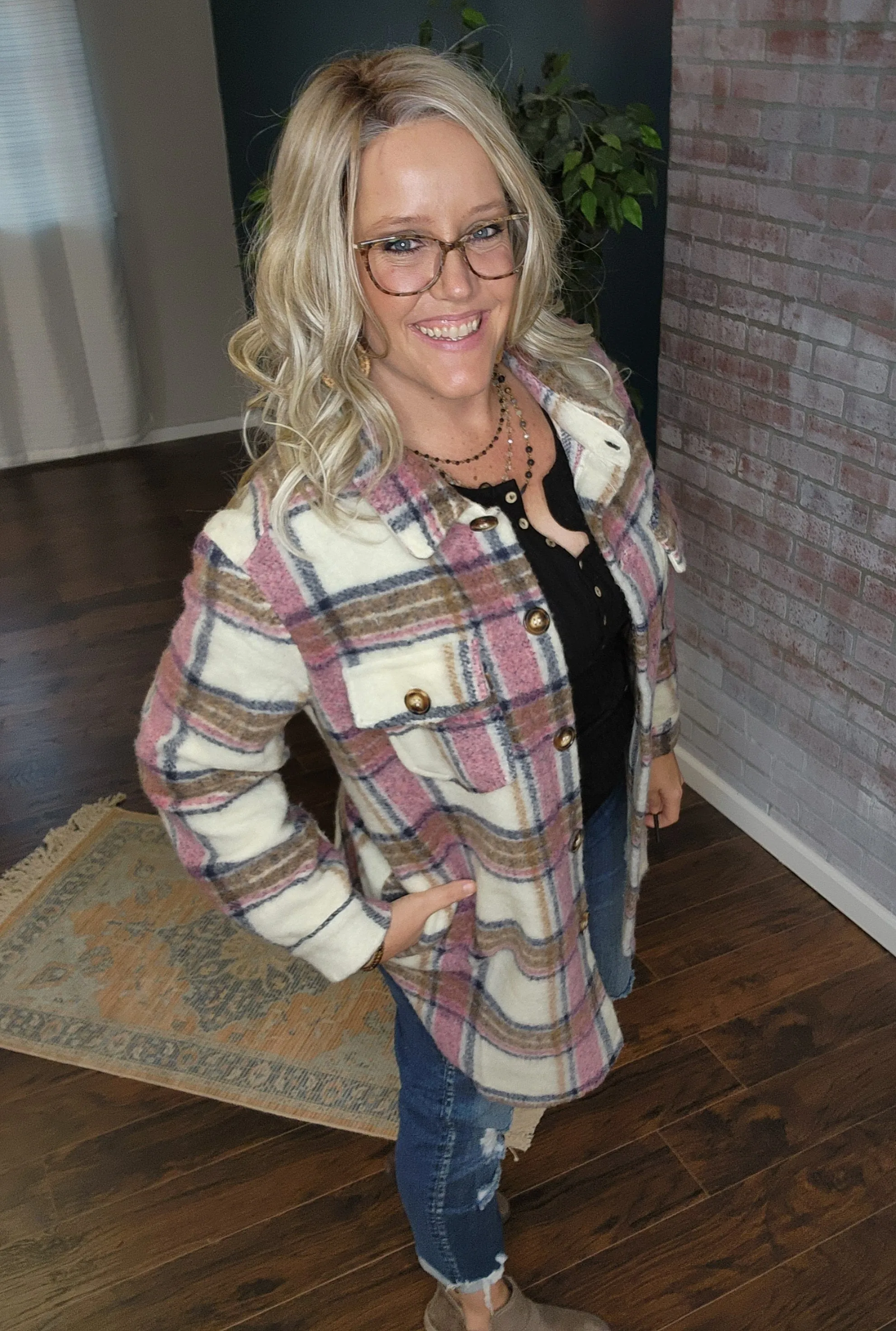 Pink flannel jacket * on sale *