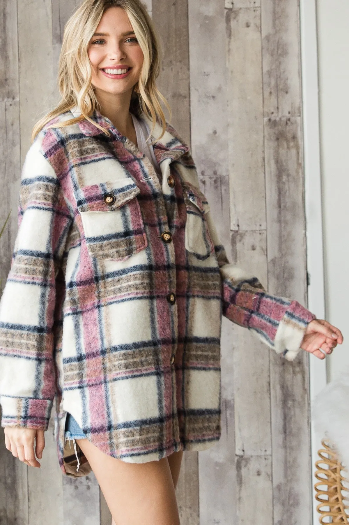 Pink flannel jacket * on sale *