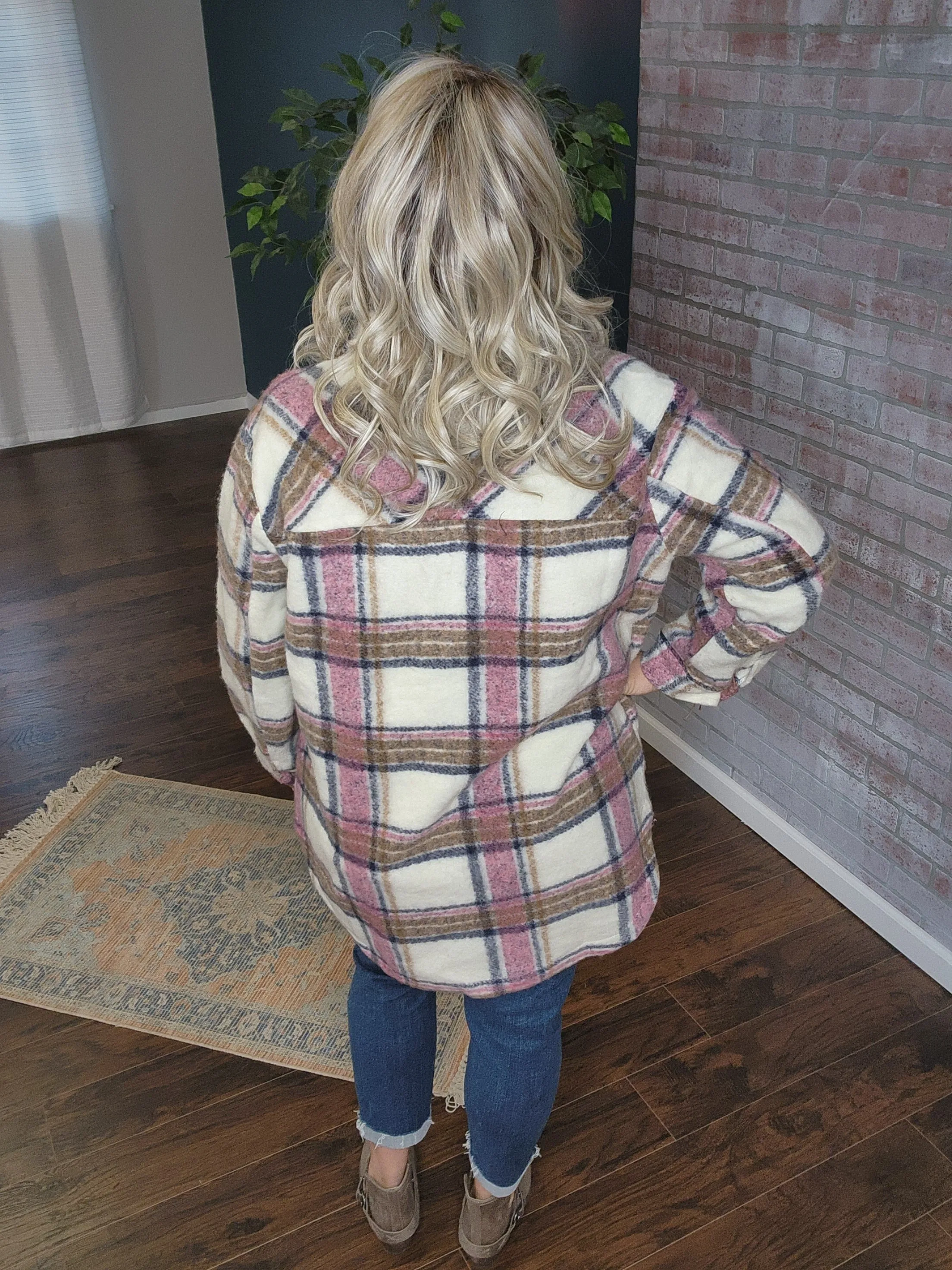 Pink flannel jacket * on sale *