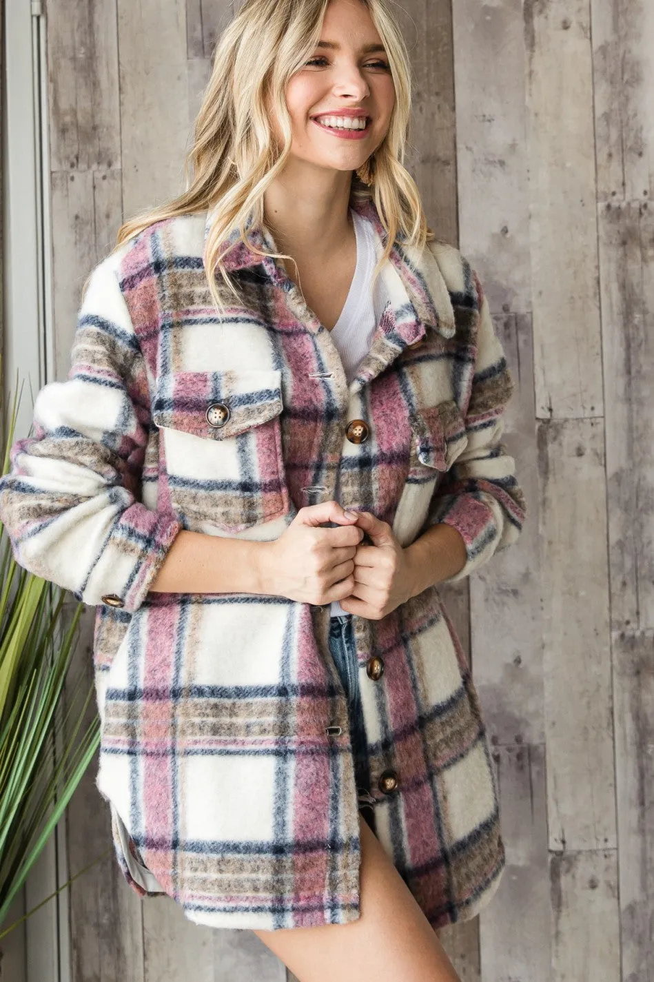 Pink flannel jacket * on sale *