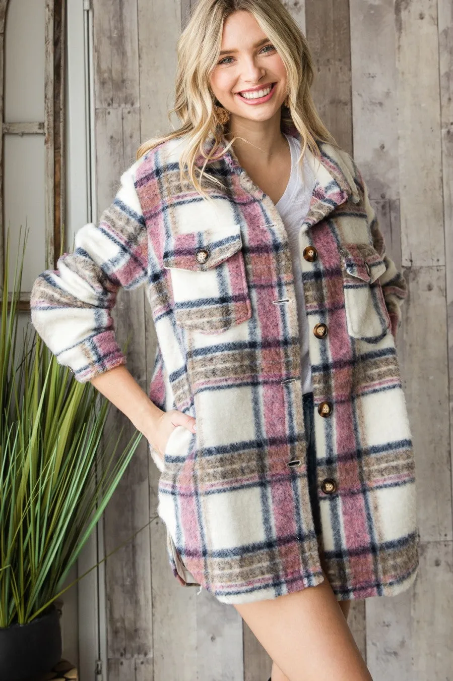Pink flannel jacket * on sale *