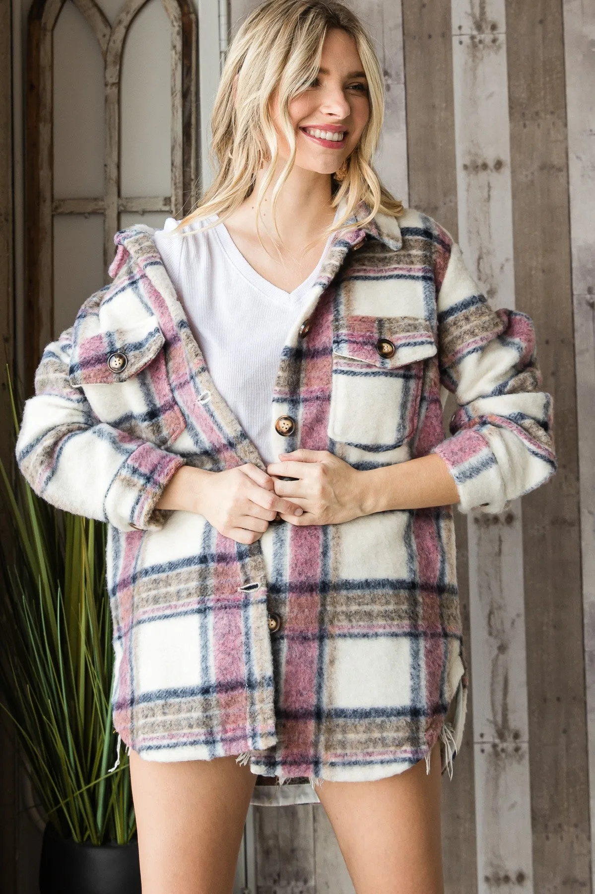 Pink flannel jacket * on sale *