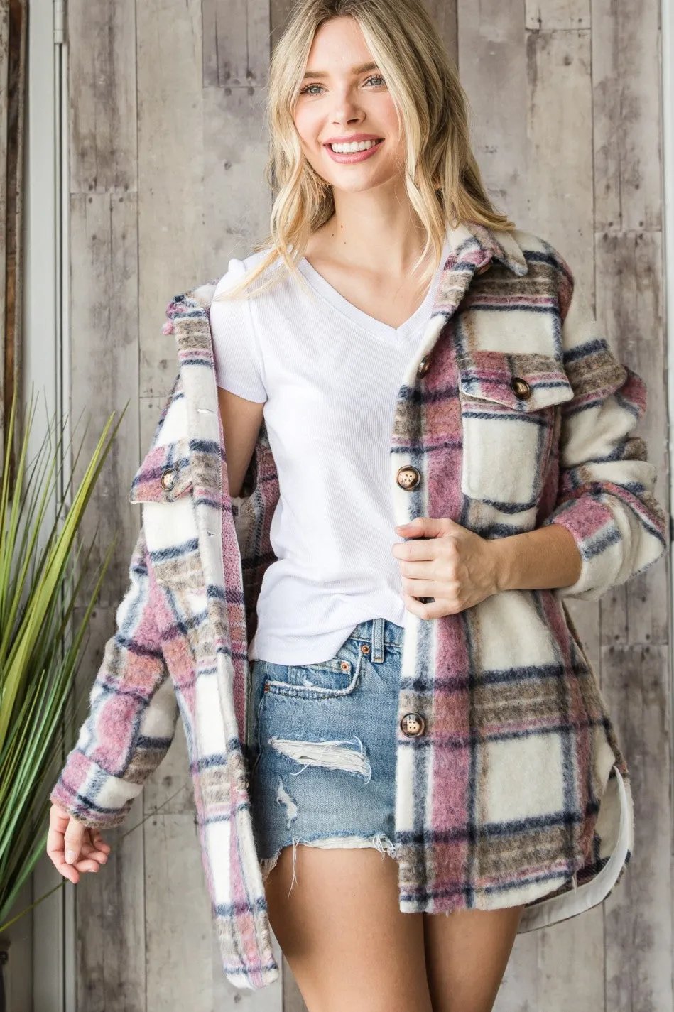 Pink flannel jacket * on sale *