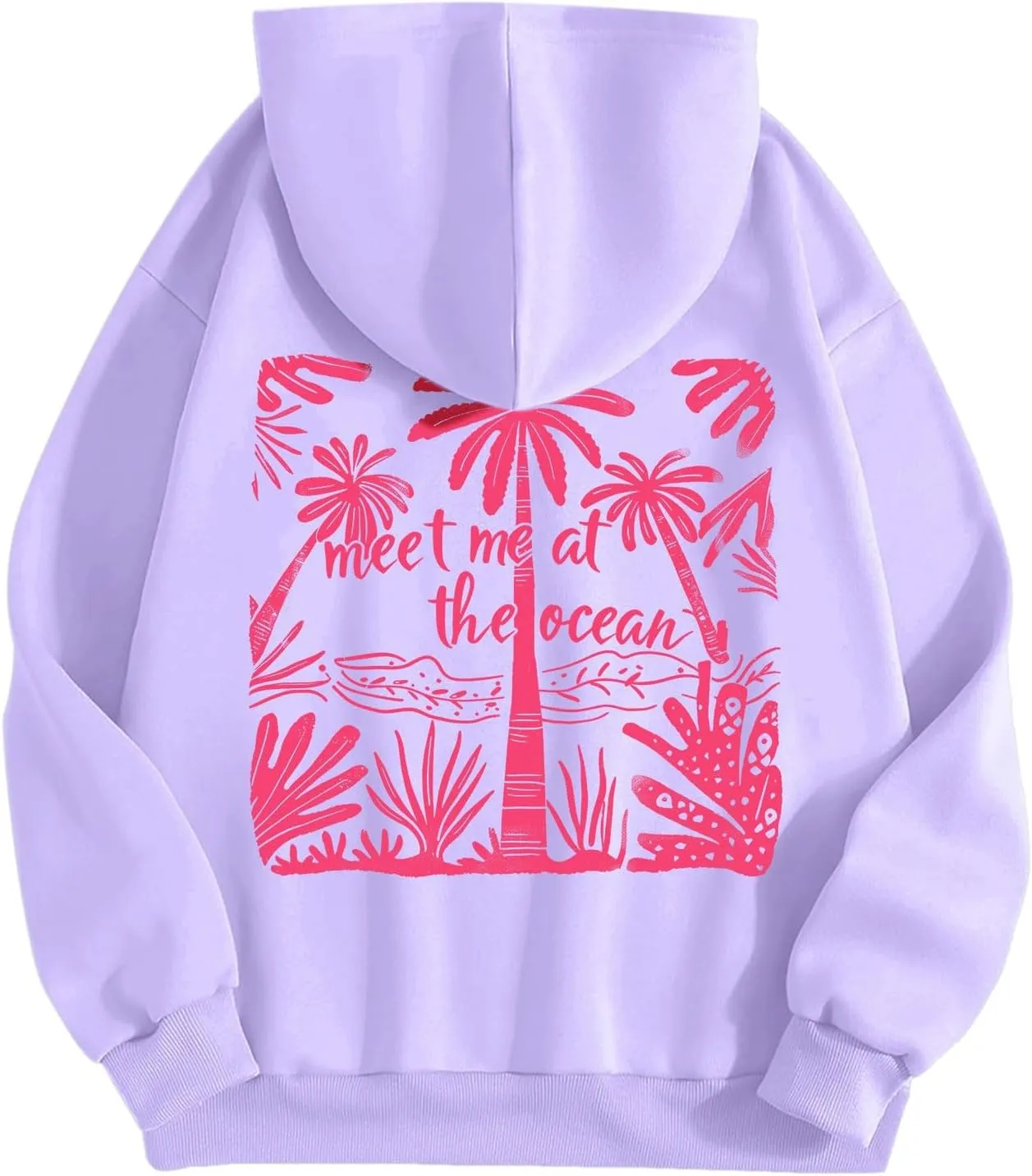 Pink Hoodie for Teen Girls Cute Preppy Clothes Women Fashion Trendy Beach Graphic Sweatshirts Hoodies