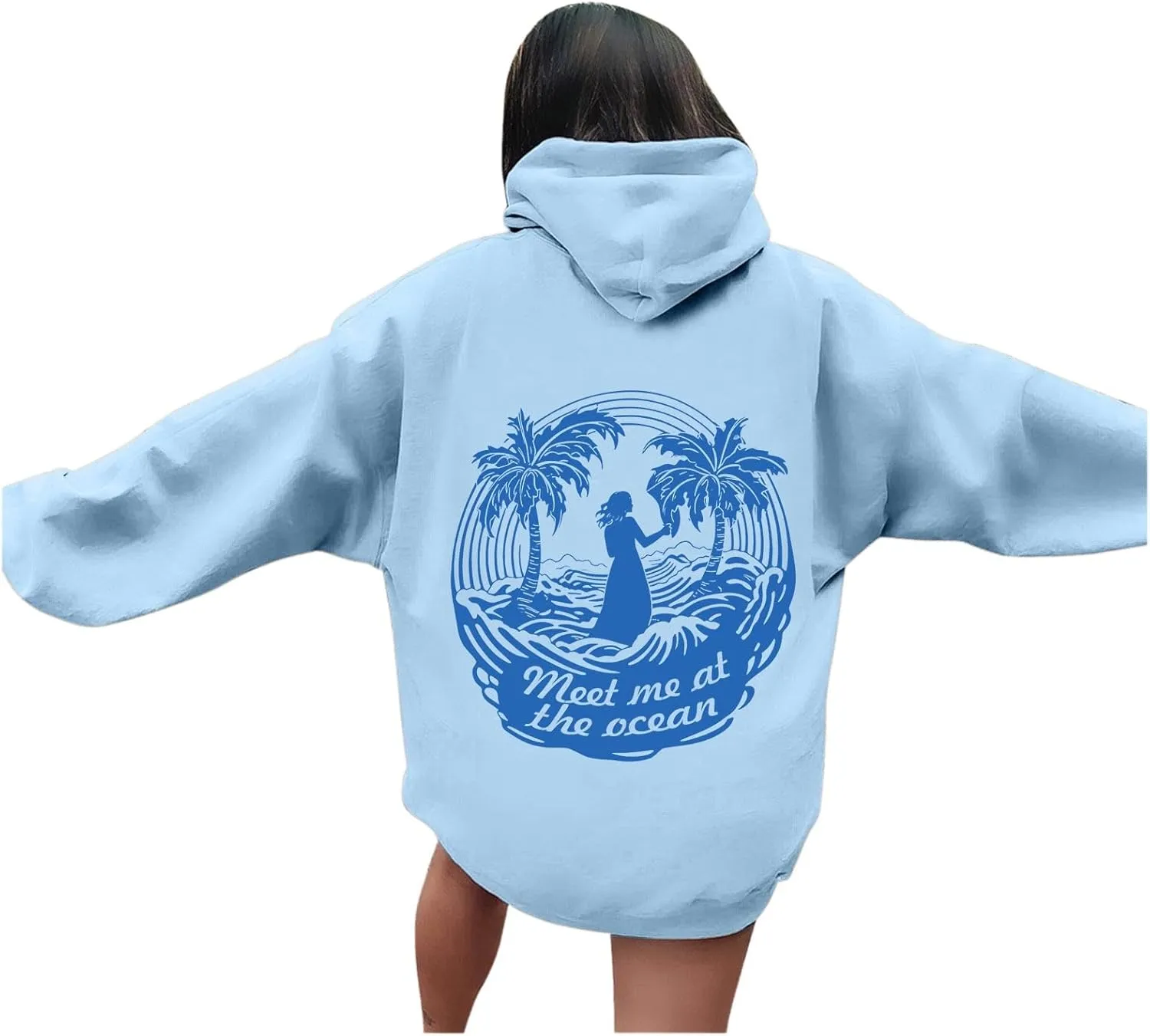 Pink Hoodie for Teen Girls Cute Preppy Clothes Women Fashion Trendy Beach Graphic Sweatshirts Hoodies