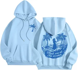 Pink Hoodie for Teen Girls Cute Preppy Clothes Women Fashion Trendy Beach Graphic Sweatshirts Hoodies