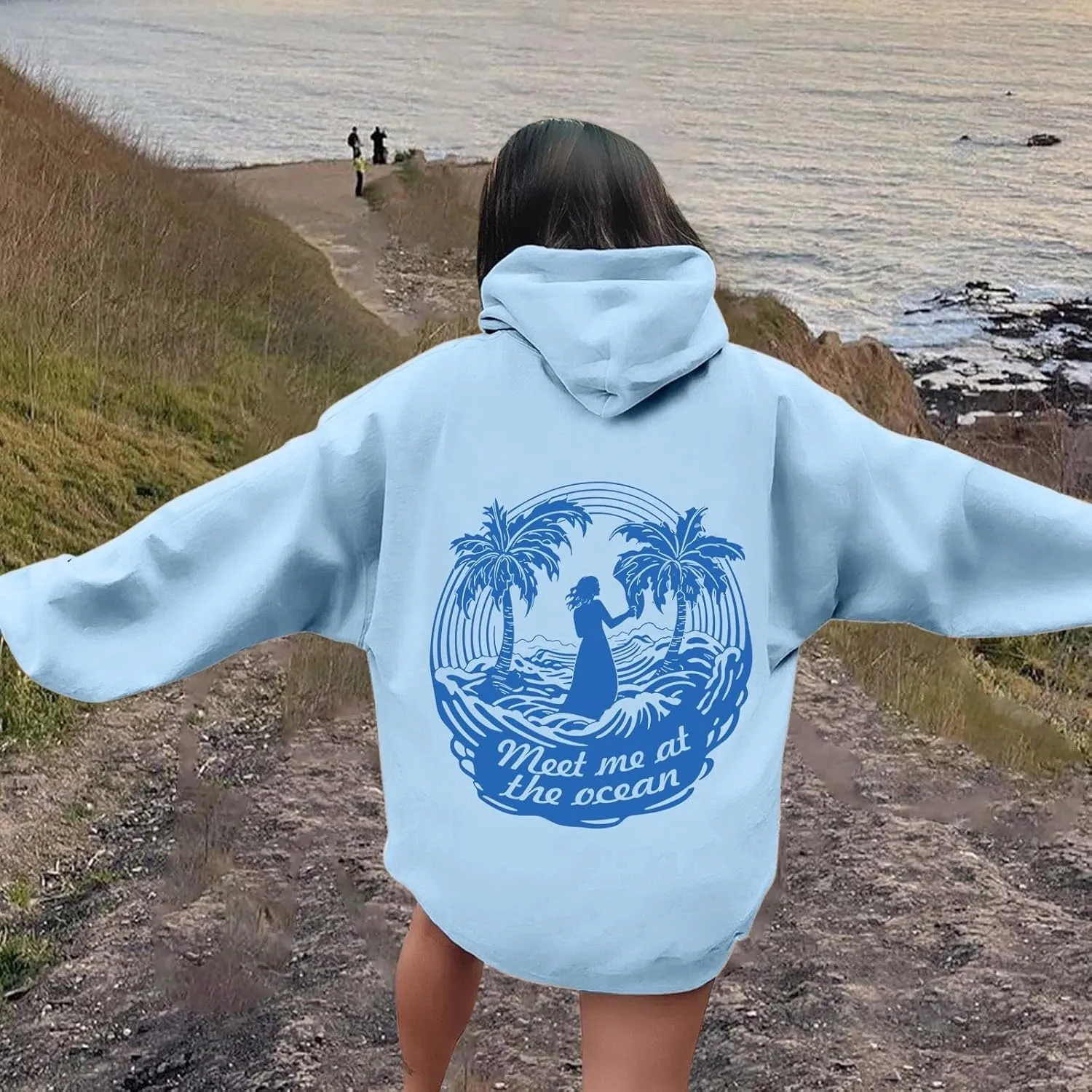 Pink Hoodie for Teen Girls Cute Preppy Clothes Women Fashion Trendy Beach Graphic Sweatshirts Hoodies