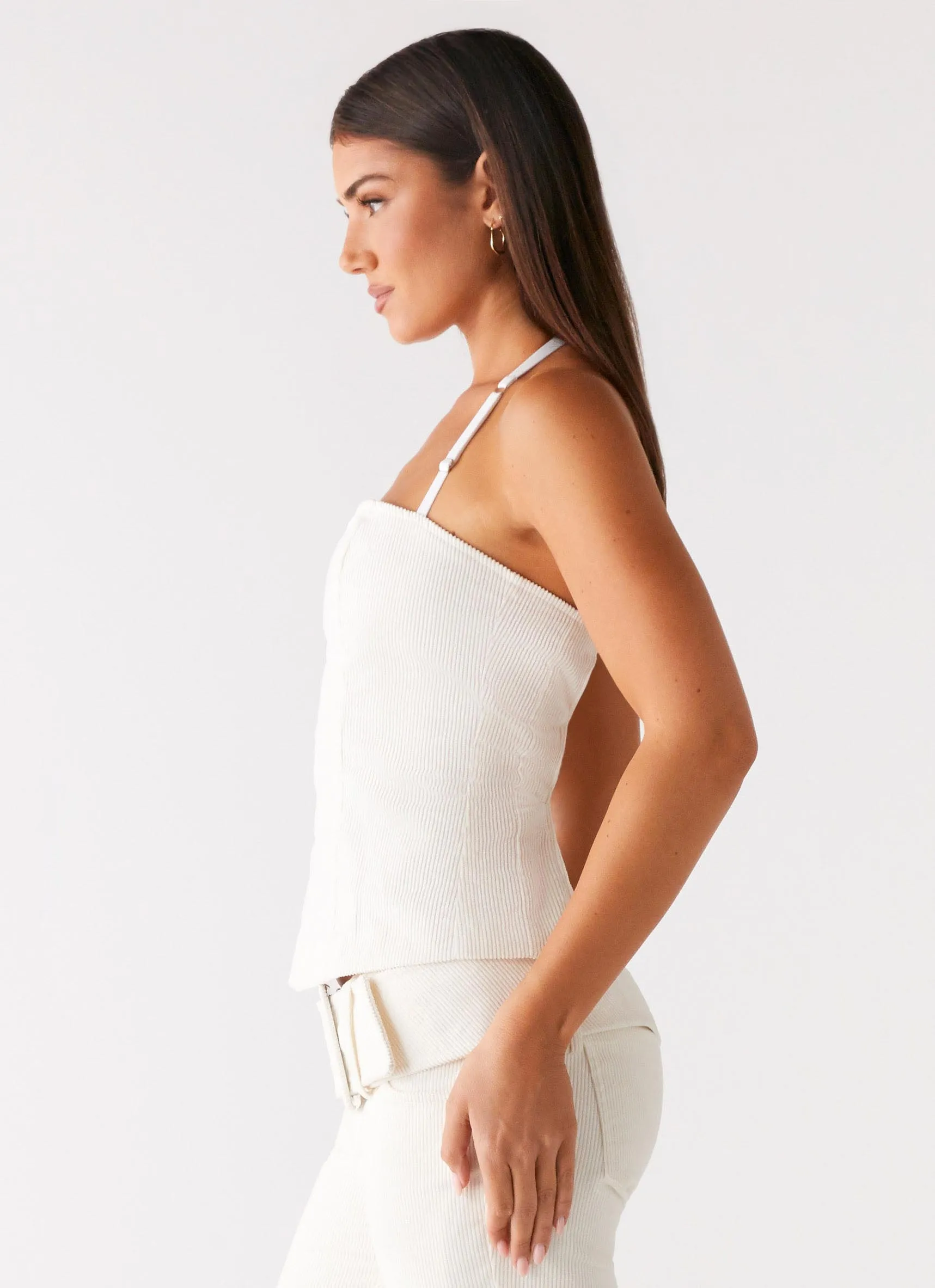 Snag Proof Weave Maya Backless Top - Pearl