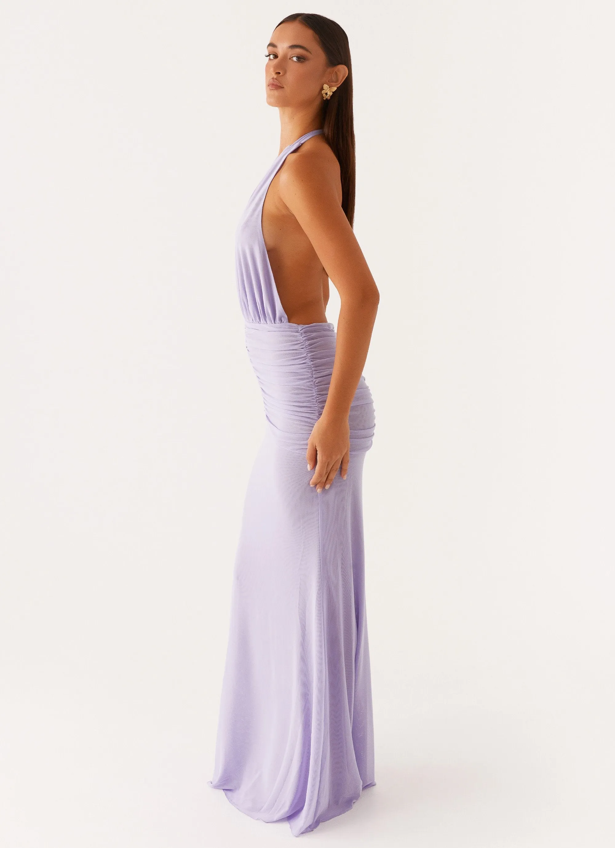 Places To Be Maxi Dress - Lilac Form Fitting
