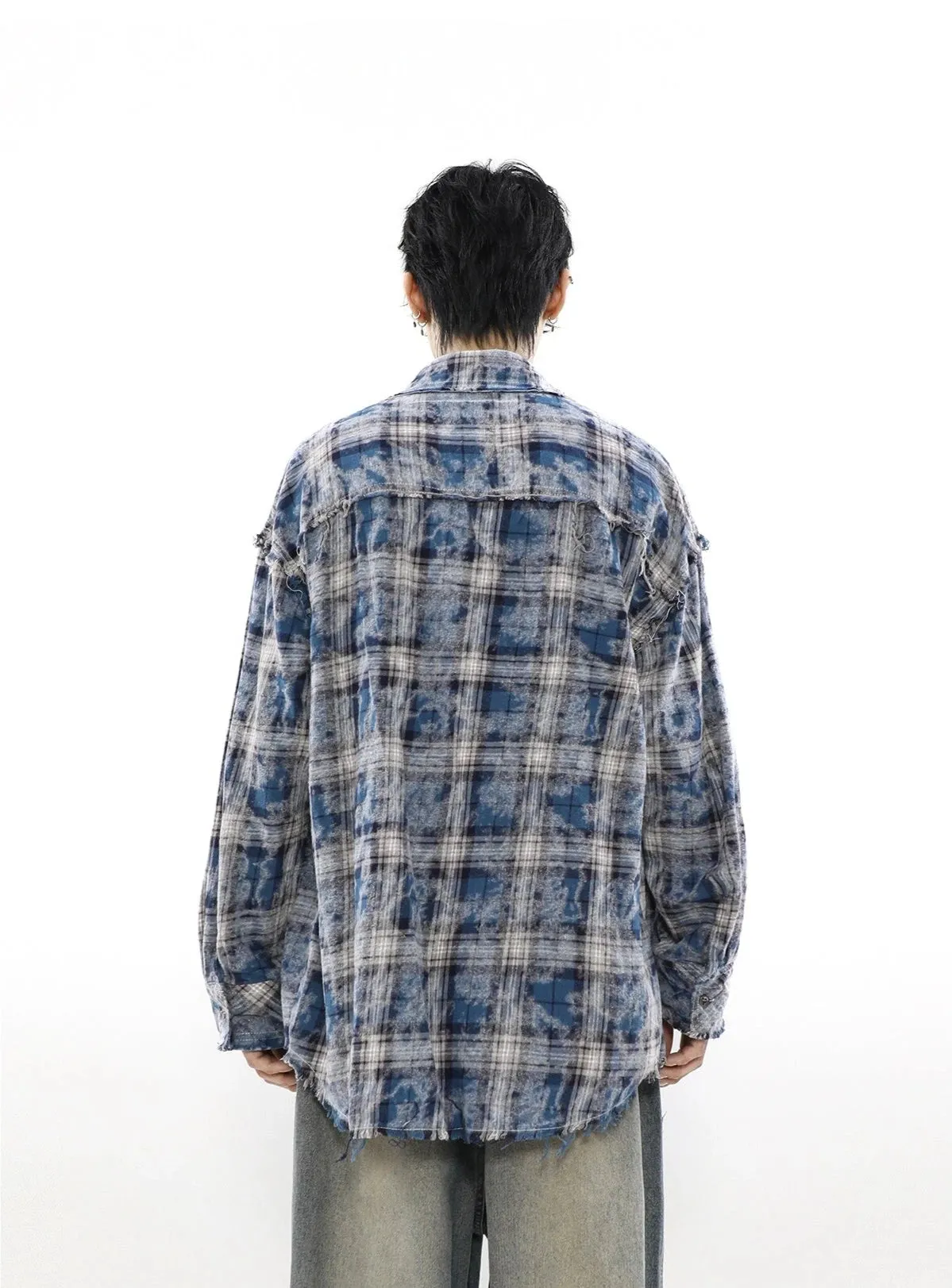Plaid Tye-Dye Print Flannel Shirt