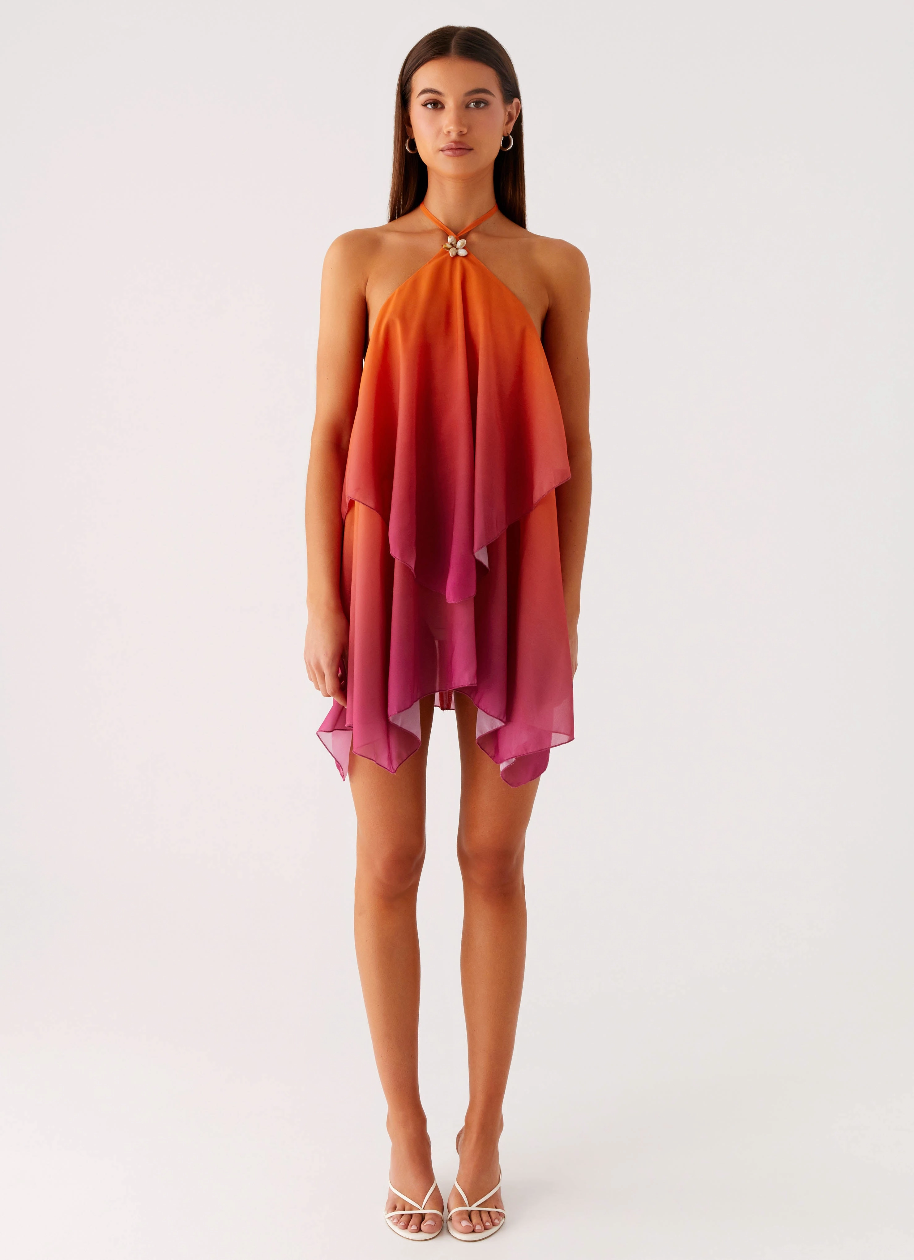Twin Flame Mini Dress - Orange Gradient Pastel-Tone