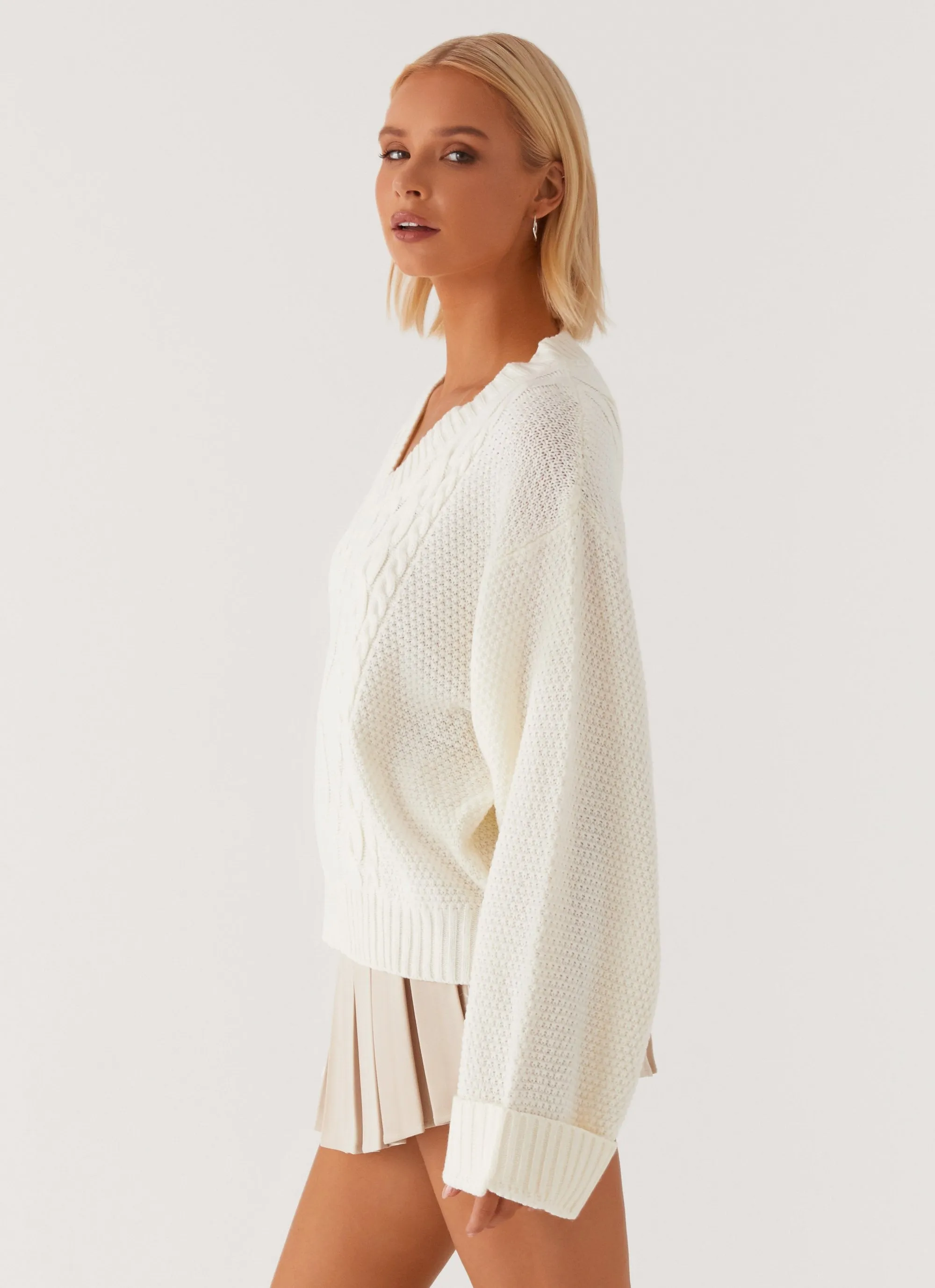 Interlock Knit Fashionable Fit Play Pretend Knit Jumper - Ivory