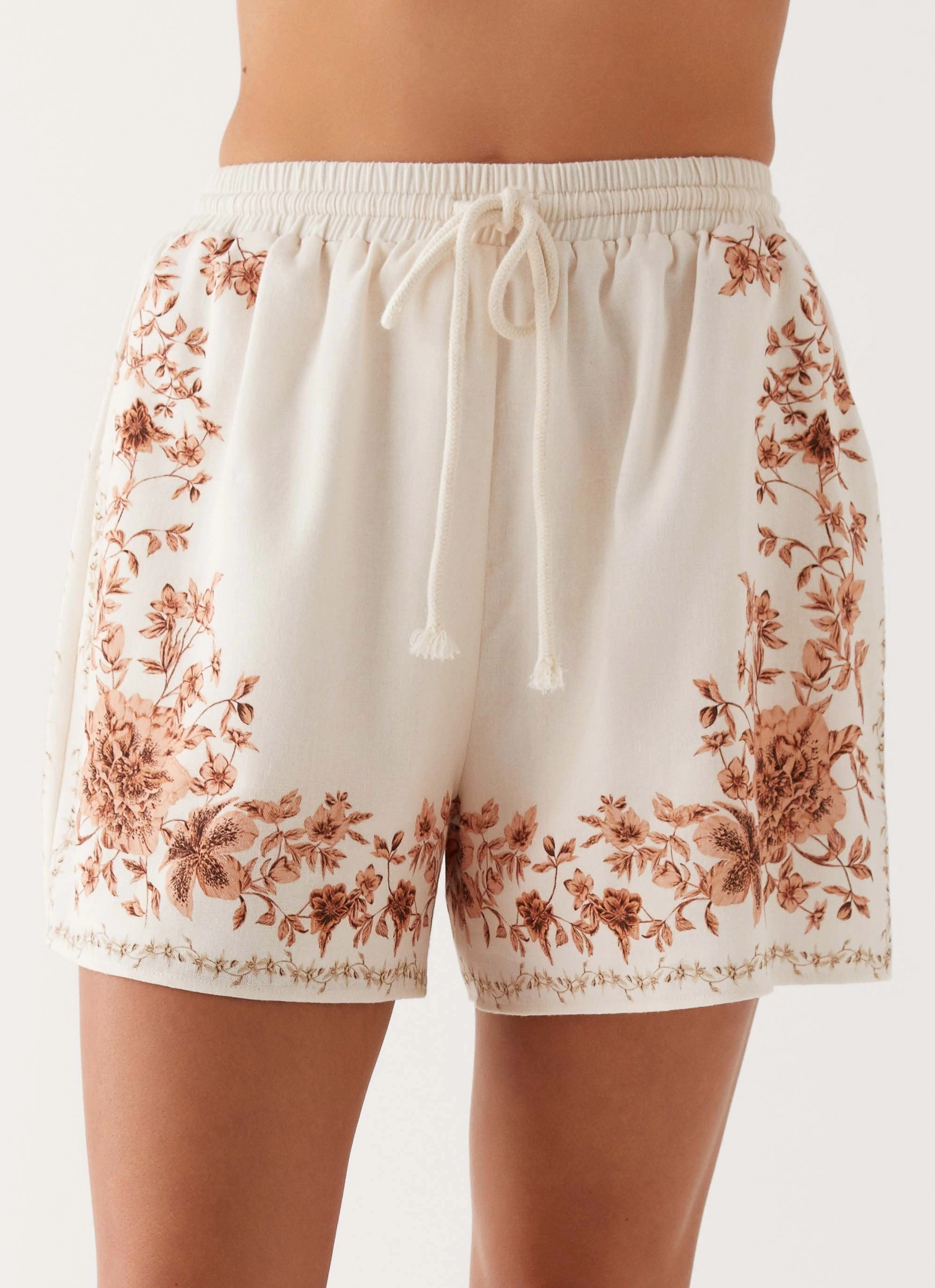 Dreamy Days Linen High Waisted Shorts - Ivory snag resistant Double stitching