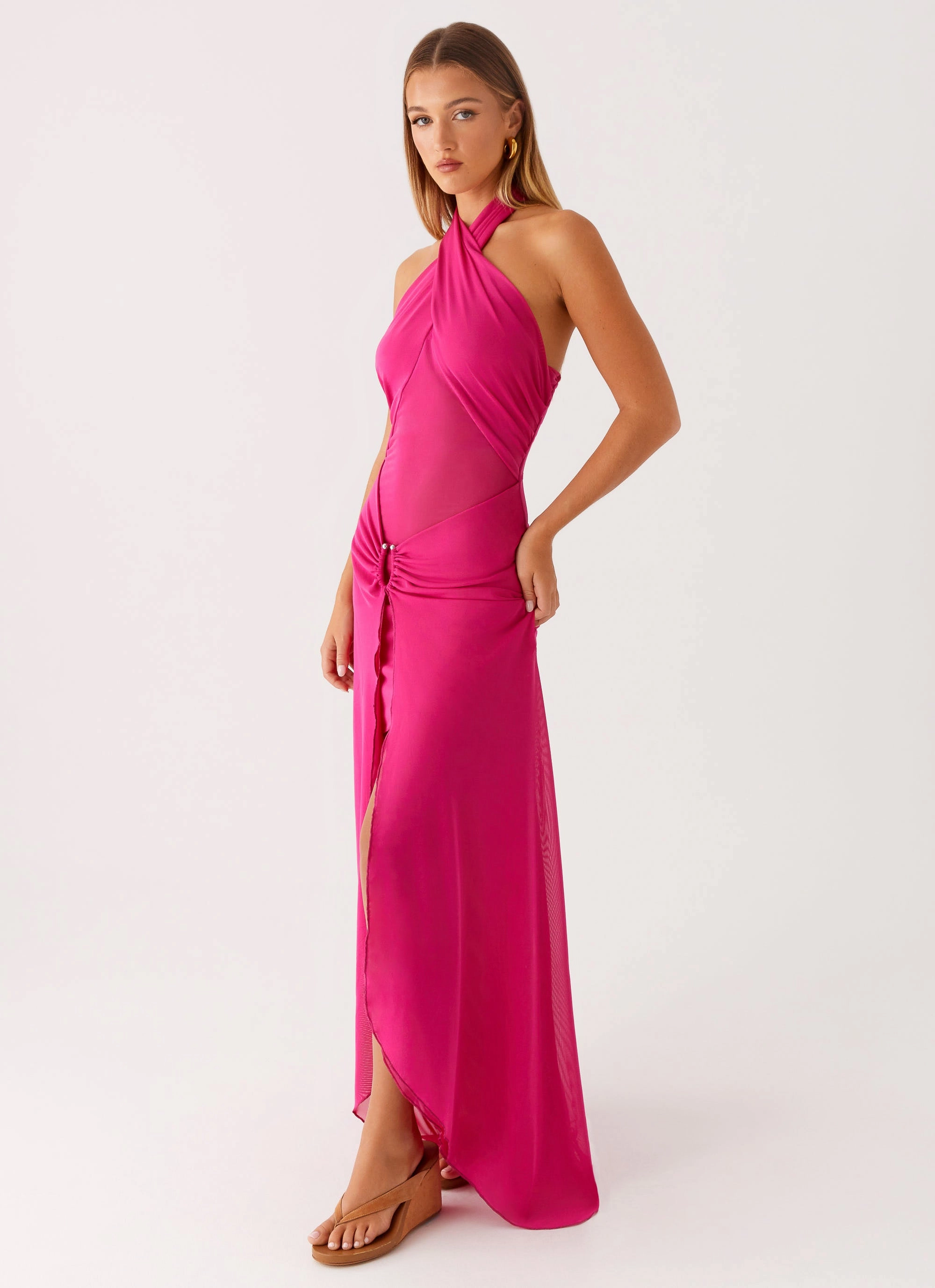 Ericka Maxi Dress - Hot Pink Trendy Cut Perfect for Travel