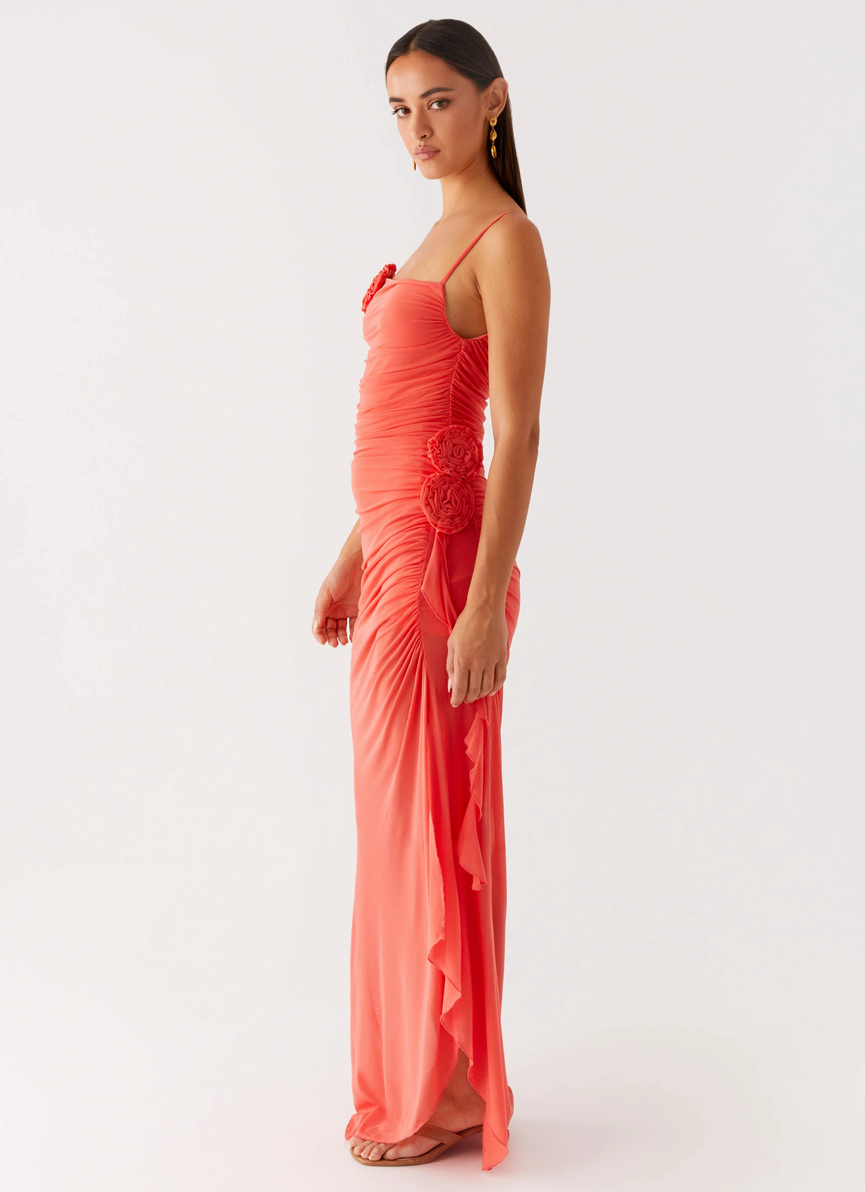 Louana Maxi Dress - Coral Formal Wear Smooth Shape
