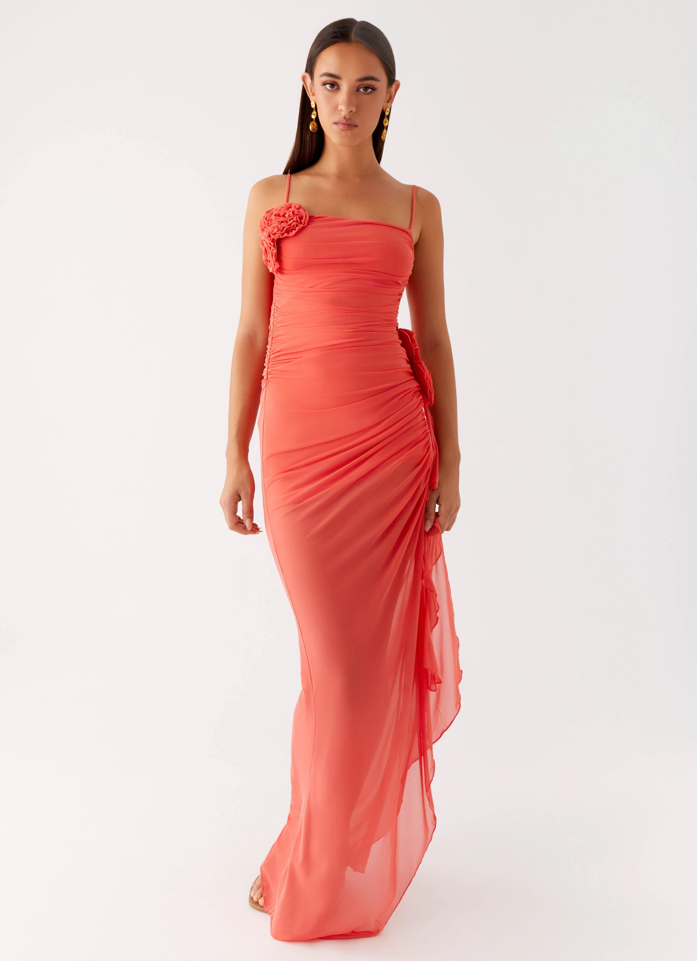 Easy Movement Sleeveless Louana Maxi Dress - Coral