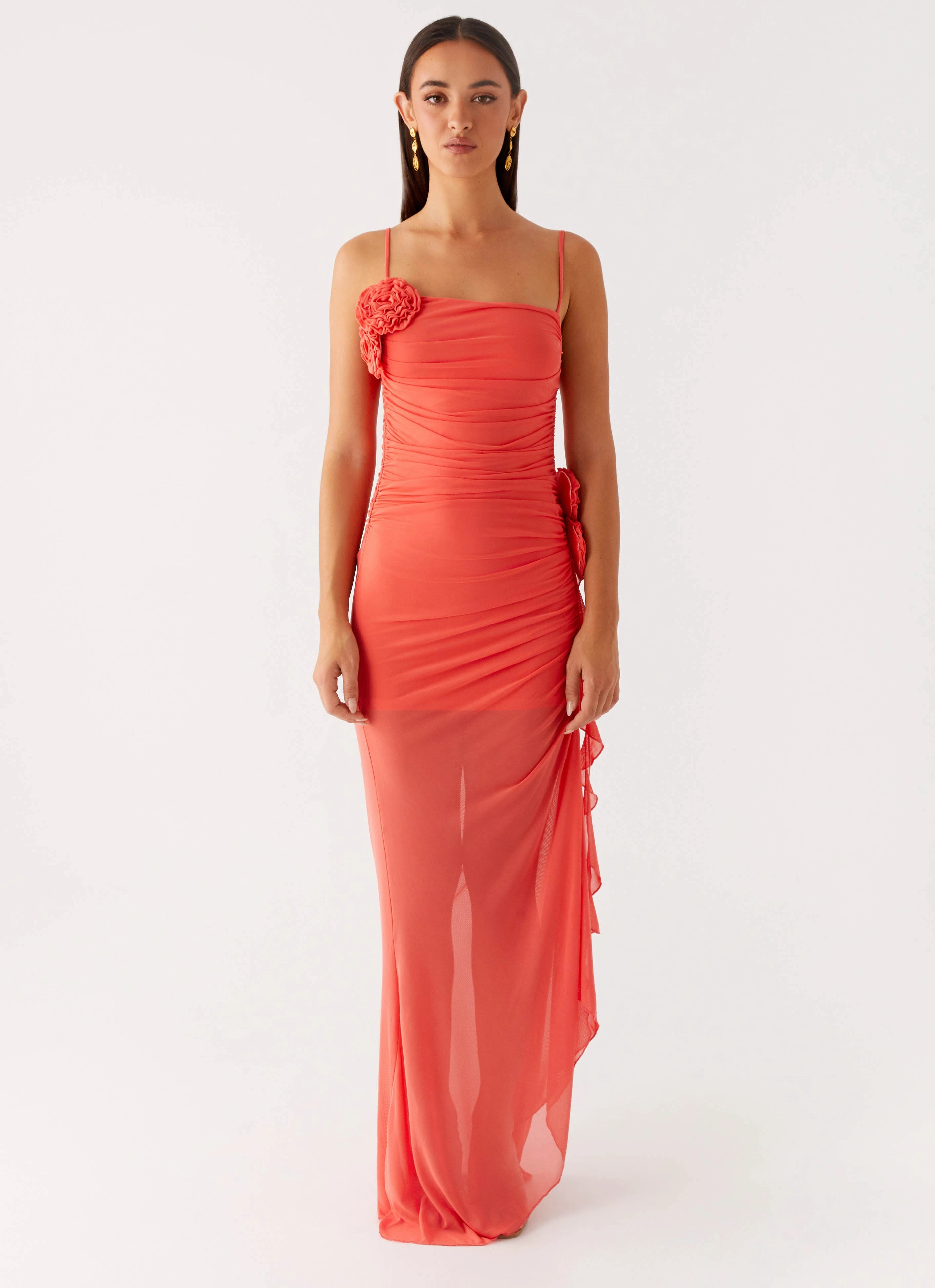 Smile Soft Retro Mood Louana Maxi Dress - Coral