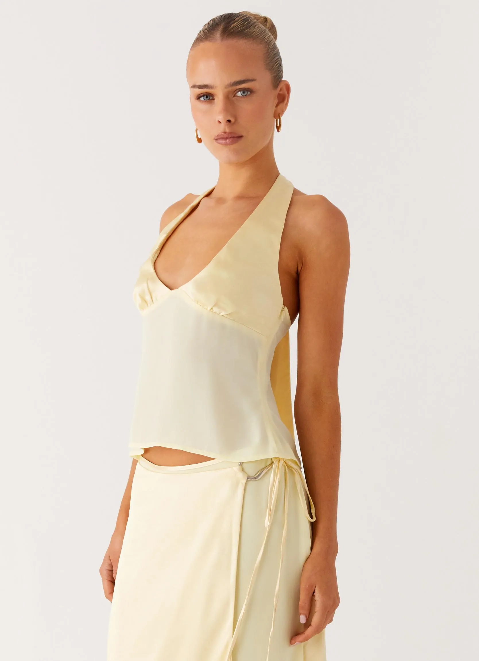 Pollie Halter Top - Yellow Layered Look RecycledPolyesterBlend
