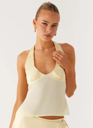 Pollie Halter Top - Yellow Low Profile Seaming Built In Odor Control