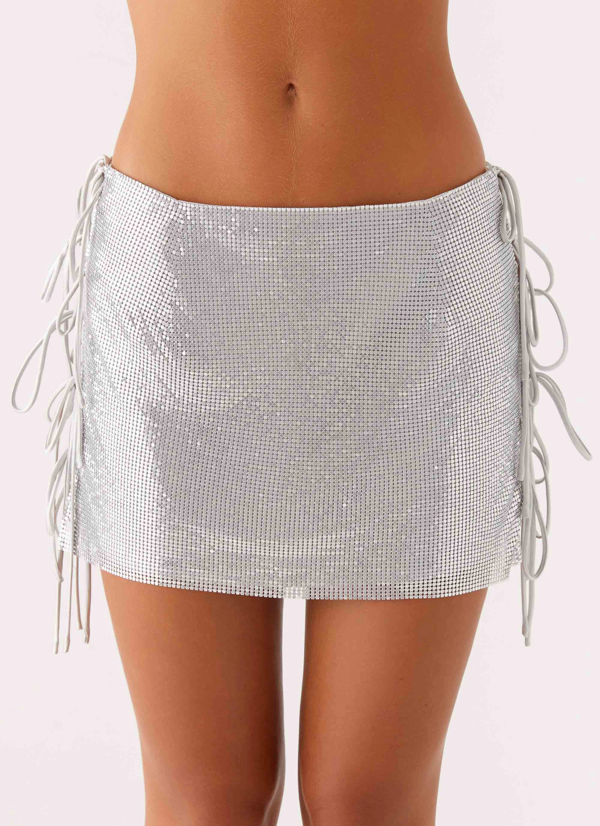 tech fabric Smooth Edging Popstar Glomesh Mini Skirt - Silver