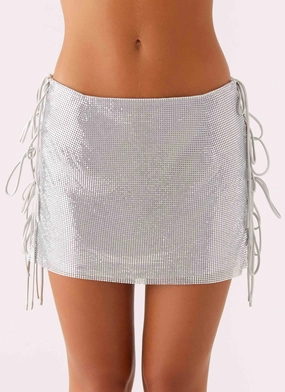 tech fabric Smooth Edging Popstar Glomesh Mini Skirt - Silver