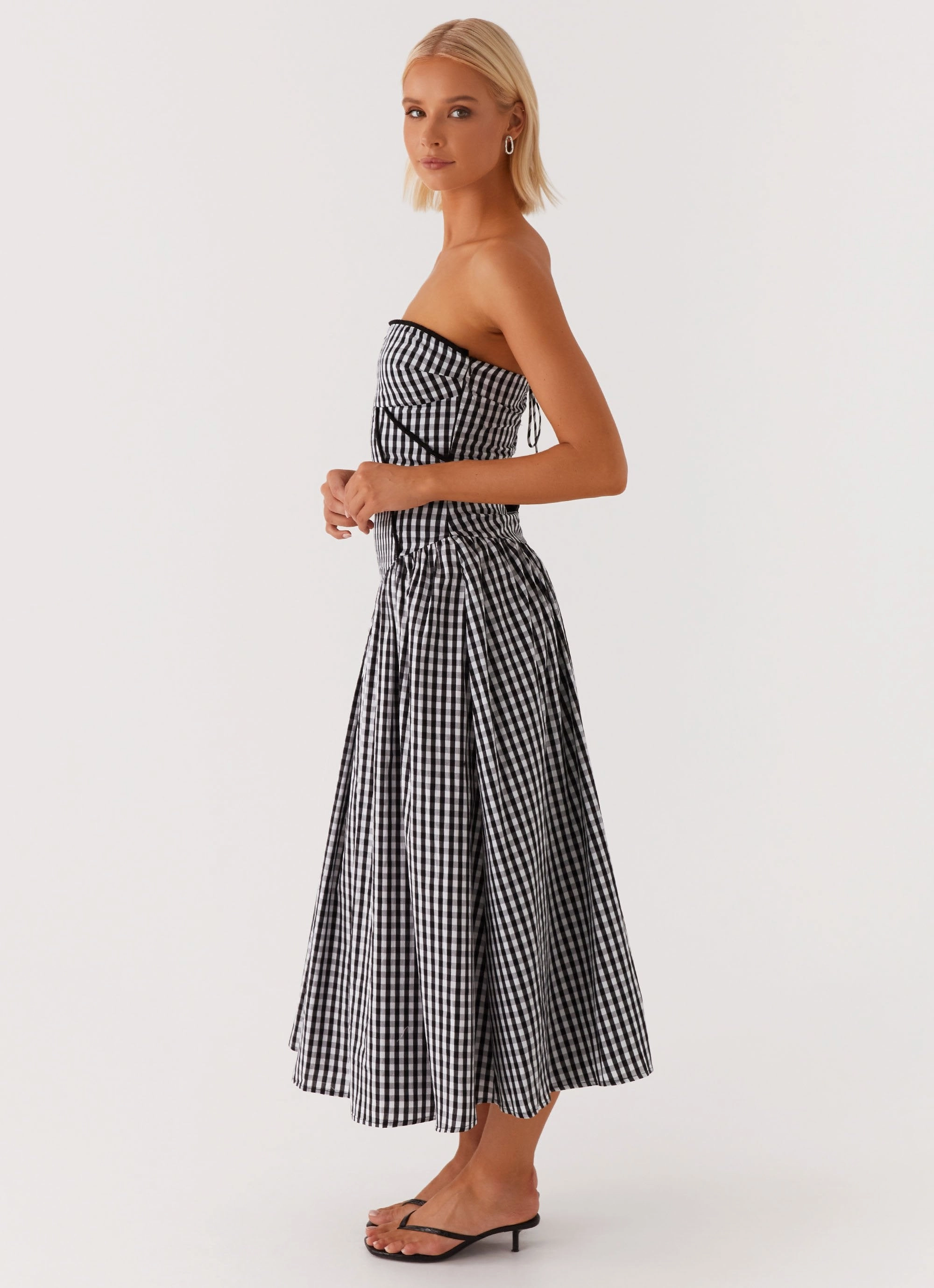 Sharp Finish Larnie Midi Dress - Black Gingam