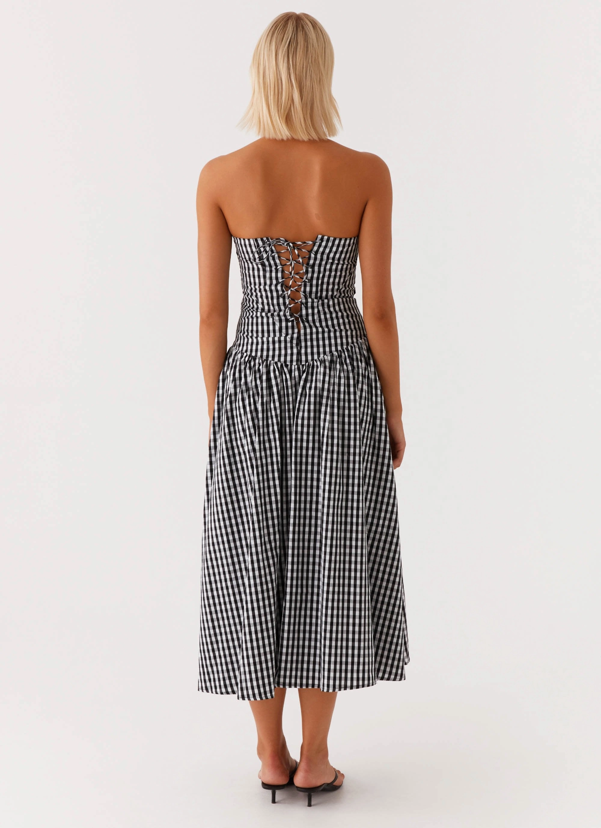 Relax Feel Skin Touch Larnie Midi Dress - Black Gingam