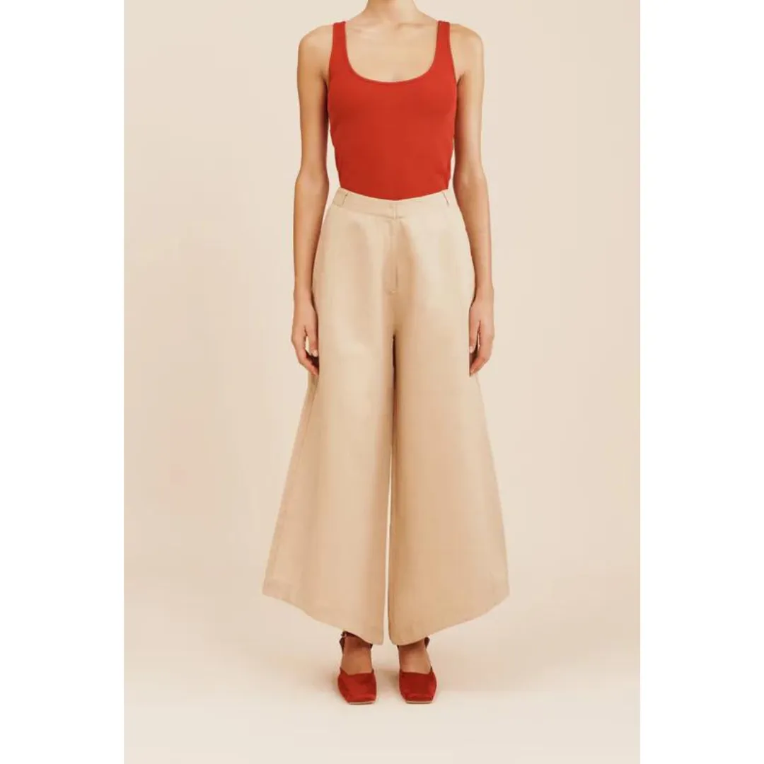 POSSE Ruth Trouser, Latte Polyester fabric