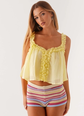 Aimee Top - Yellow Elasticated Trim