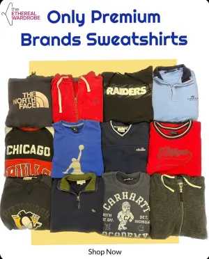Premium Mix Brand Sweatshirts Including Polo Ralph Lauren, Carhartt, Nike, Adidas, and Other Top Brands