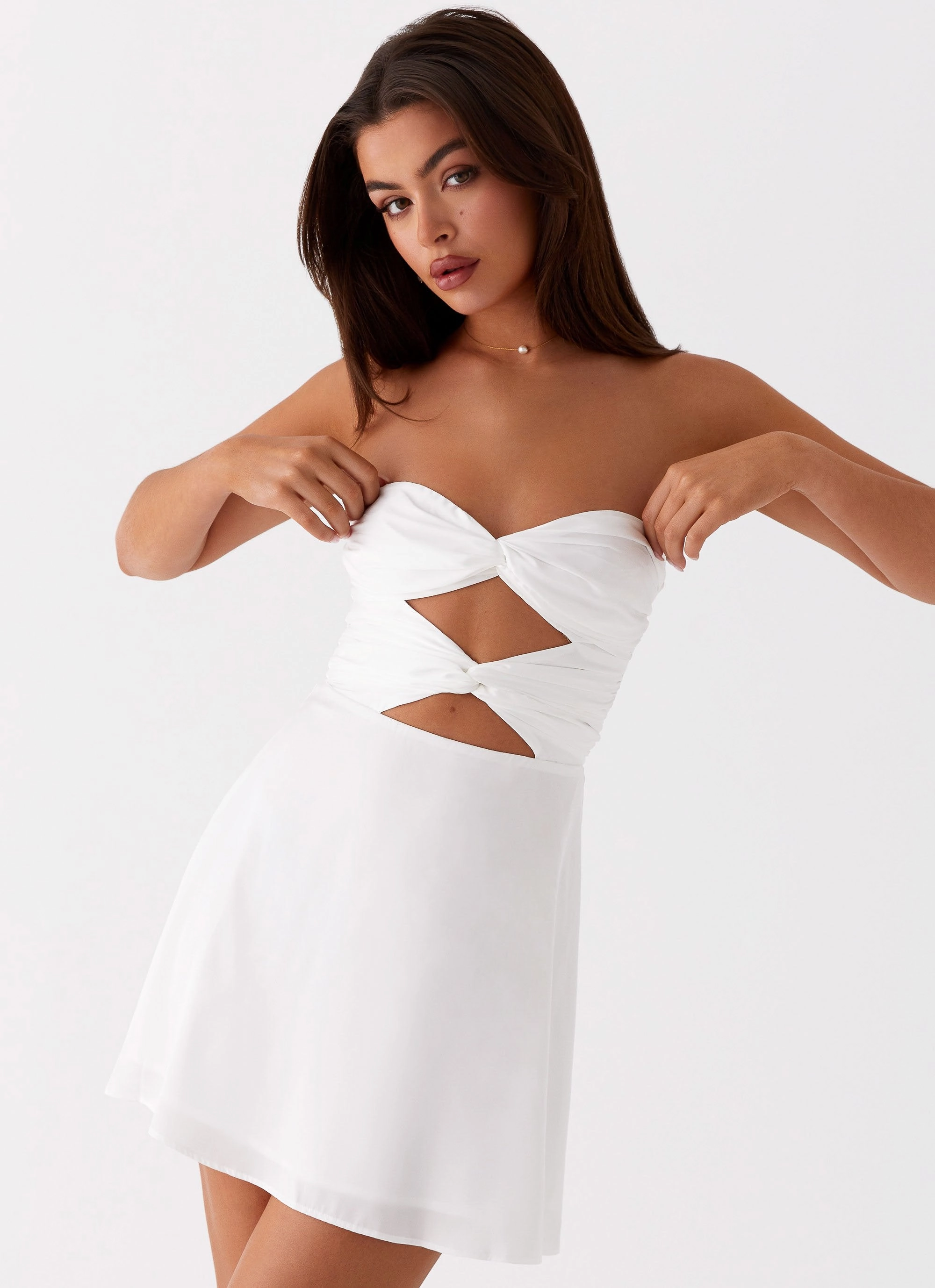 soft fit Taga Twist Mini Dress - White