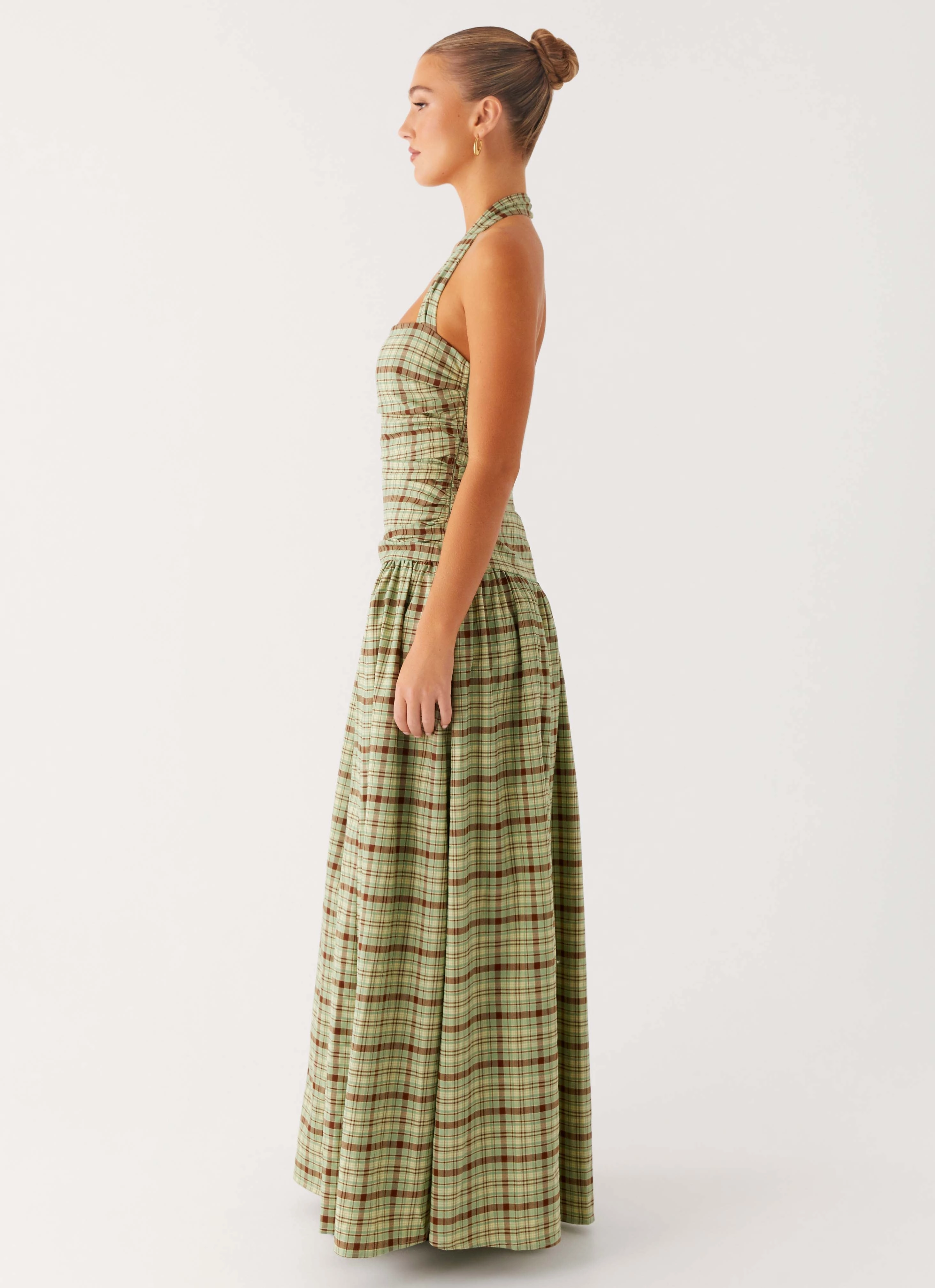 Breeze Grace Petite-Size Lilith Maxi Dress - Forest Plaid