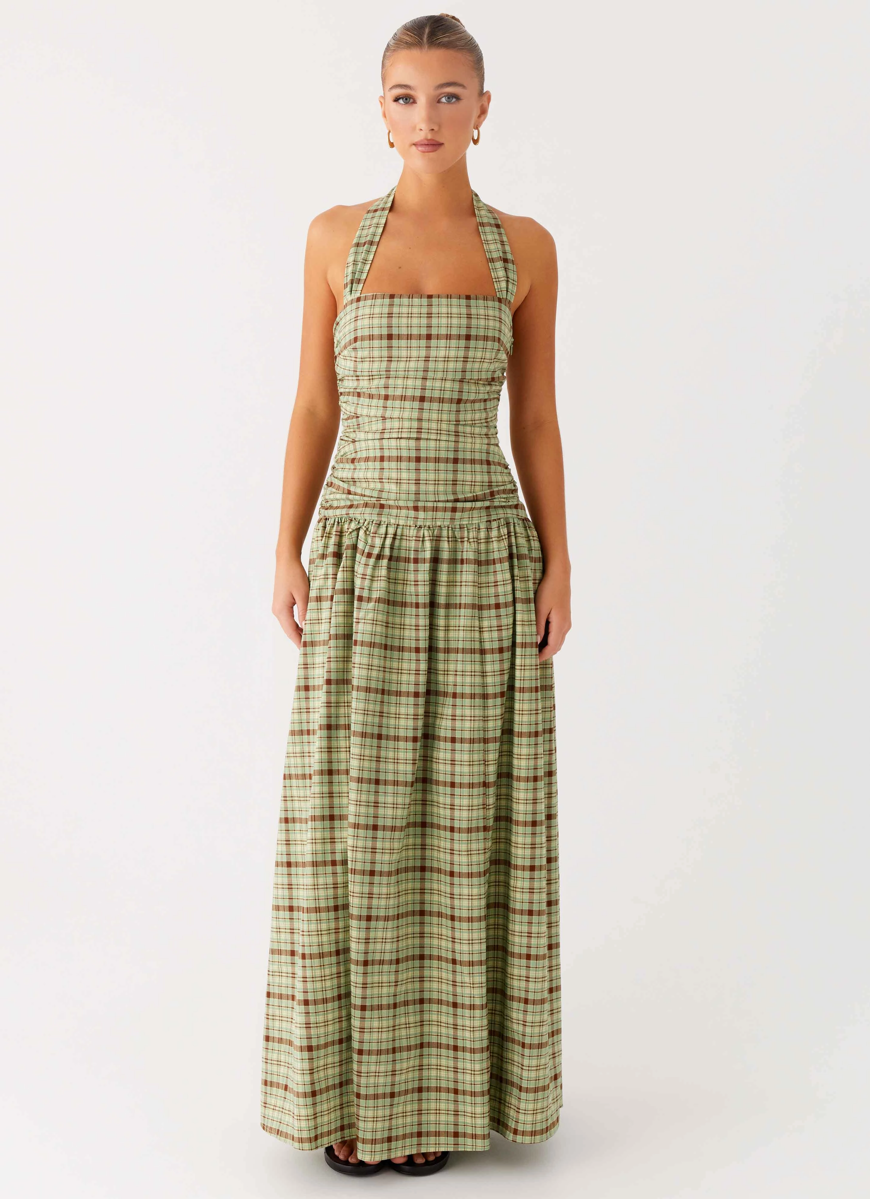 Lilith Maxi Dress - Forest Plaid Comfortable and Soft