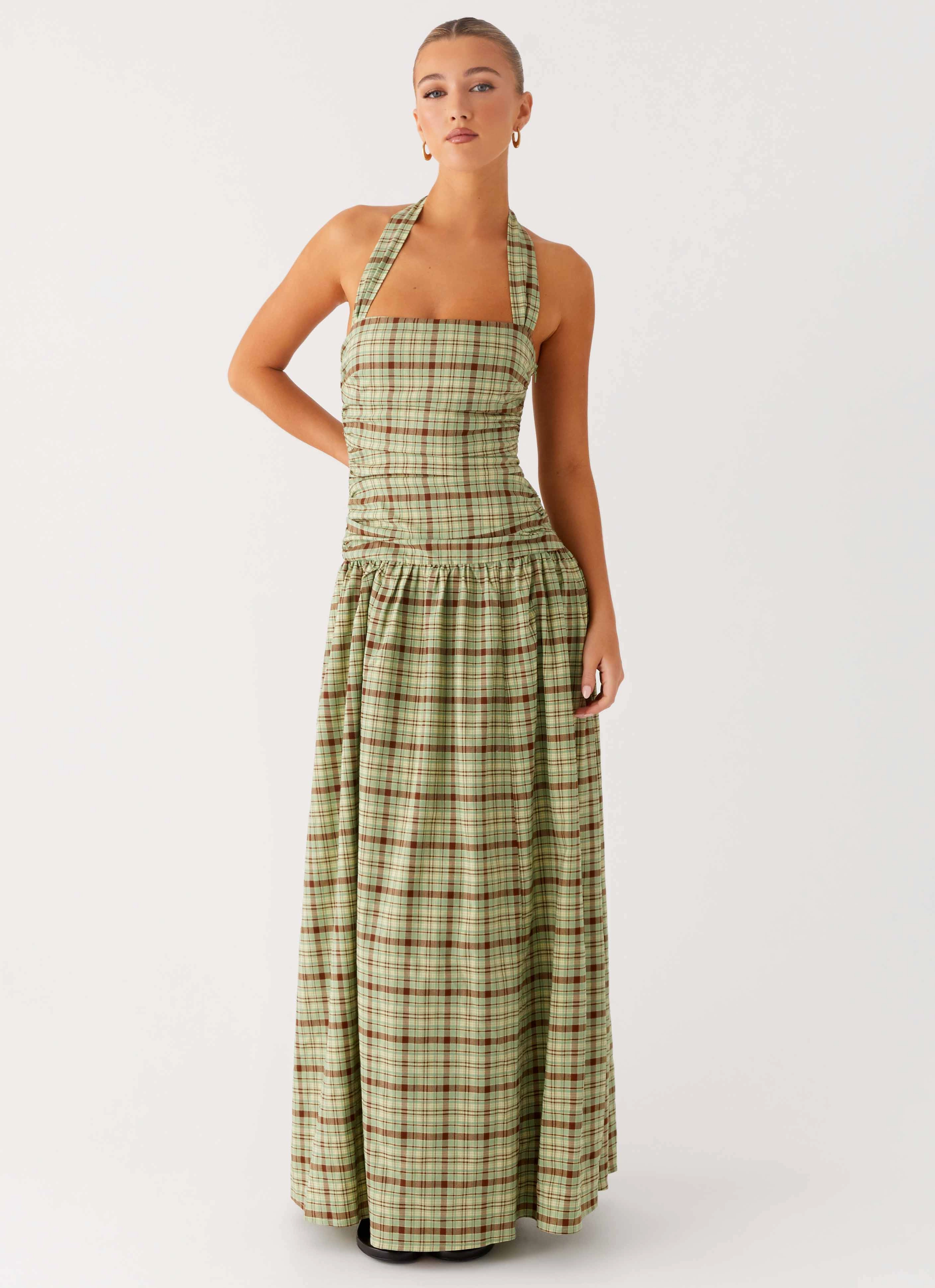 Perfect Layer Lilith Maxi Dress - Forest Plaid