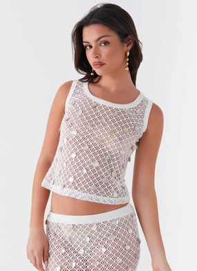 Odor Control Finish Whitehaven Shell Tank Top - White