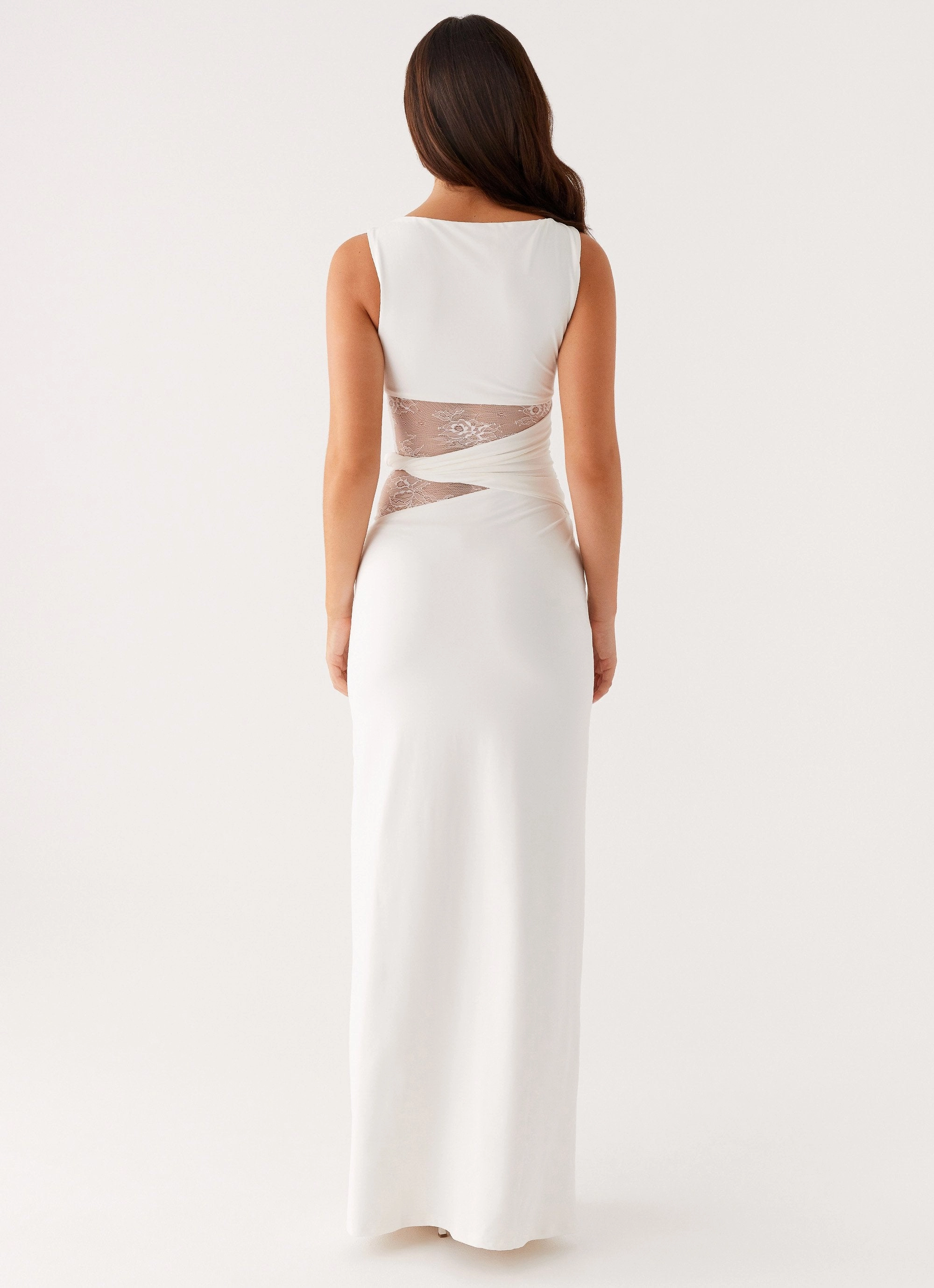 Empire Waist Texture Play Karma Maxi Dress - White