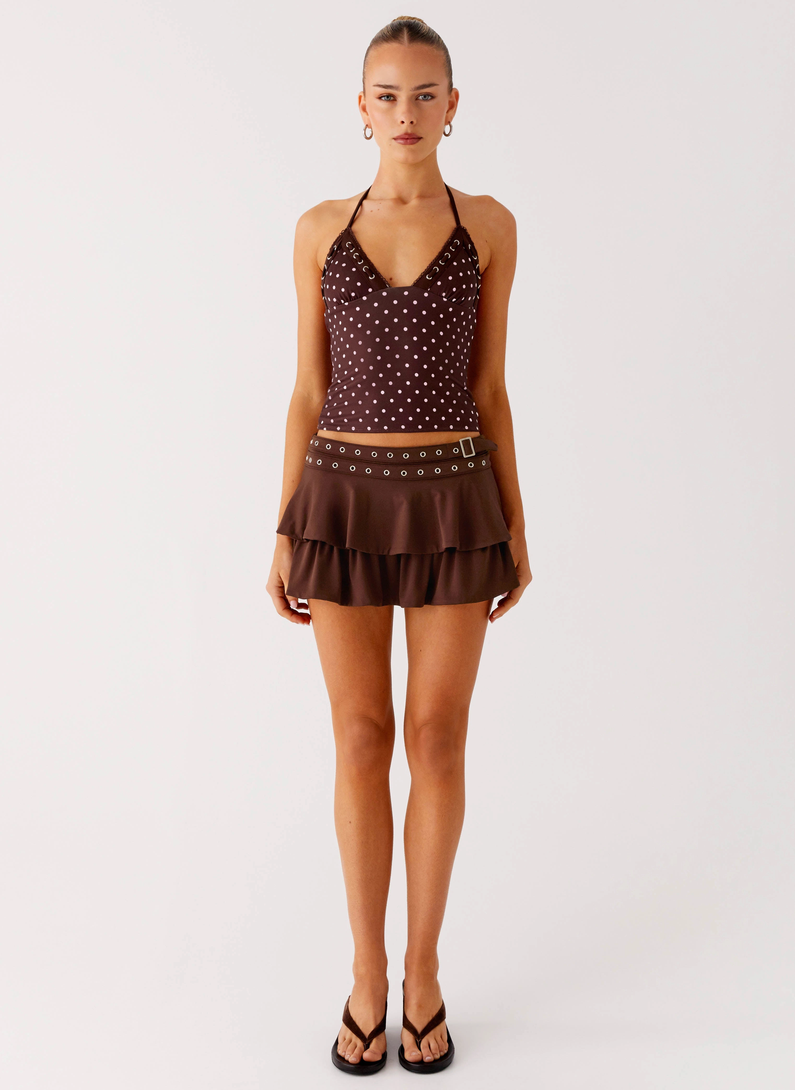 Printed design Prologue Belt Mini Skort - Chocolate