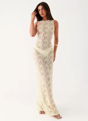 Chic Layers Light Weight Promised Land Lace Maxi Dress - Ivory