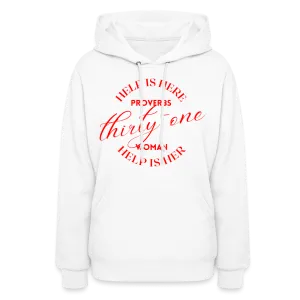 Proverbs 31 Woman Help Is Here Women's Hoodie (Red Text)