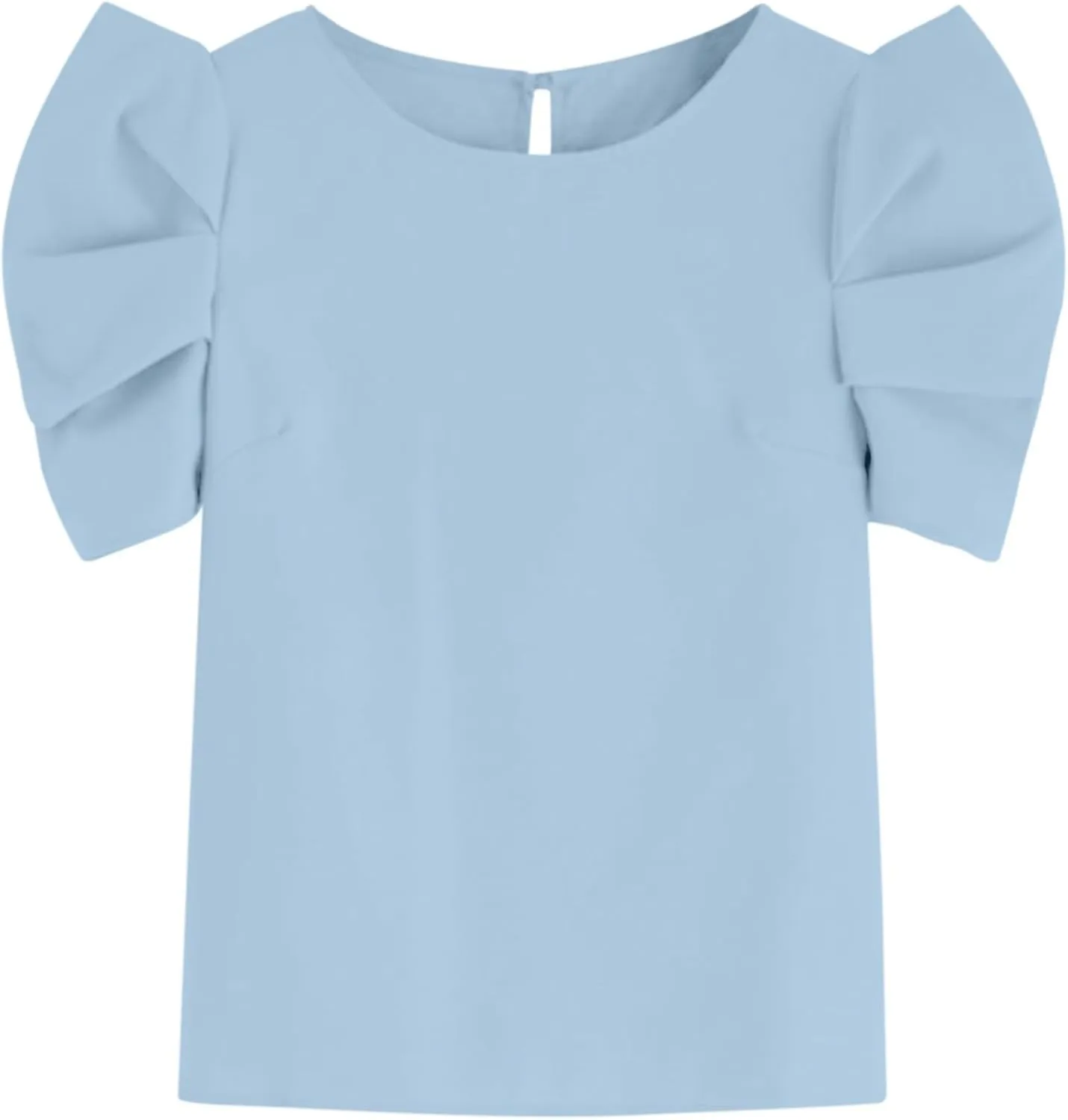 Puff Short Sleeve Sweater for Women Tops Trendy Spring Summer 2025 Business Casual Outfits Crewneck Shirt Blouses