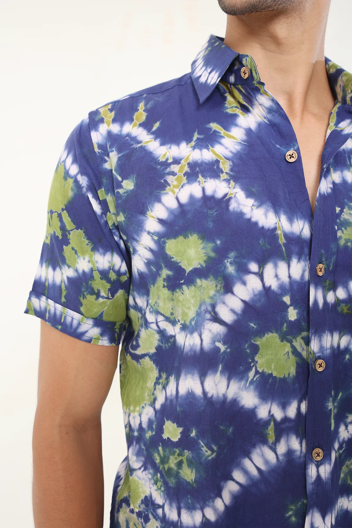 Purple Green Tie Dye cotton shirt half sleeves | Style Matters