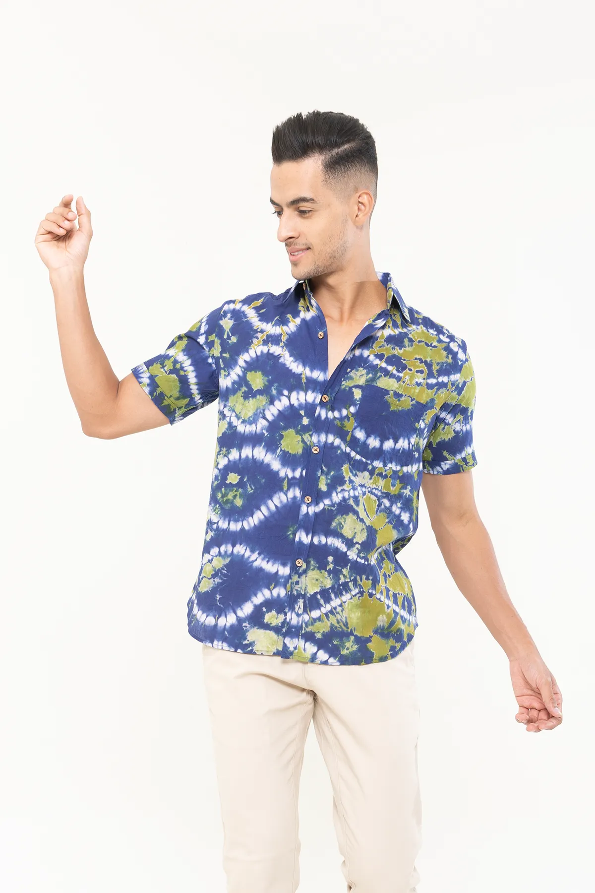 Purple Green Tie Dye cotton shirt half sleeves | Style Matters