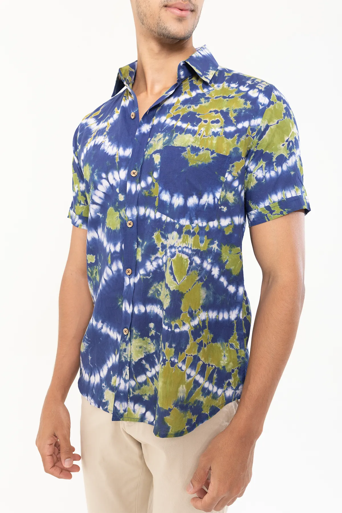 Purple Green Tie Dye cotton shirt half sleeves | Style Matters