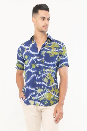 Purple Green Tie Dye cotton shirt half sleeves | Style Matters